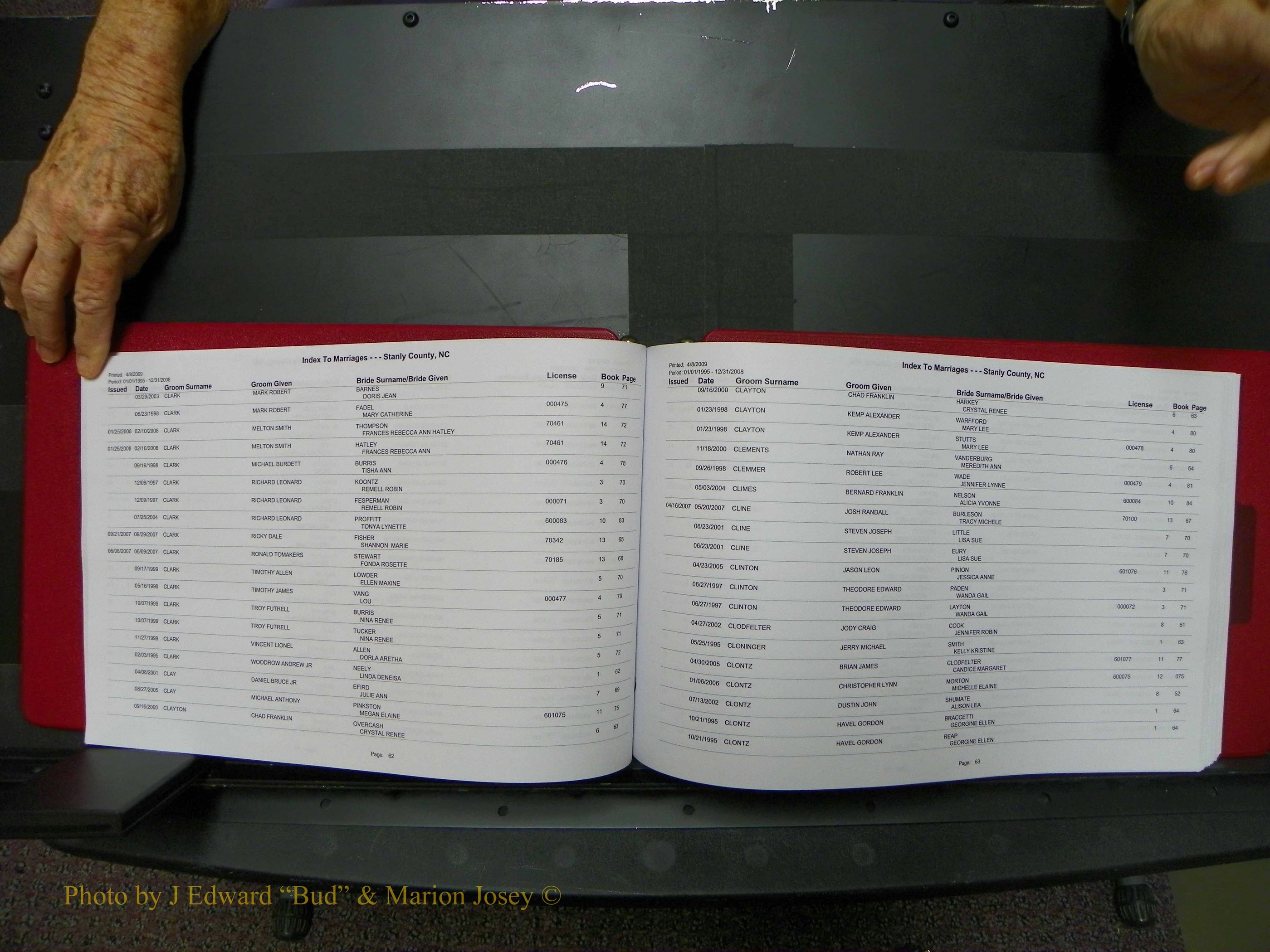 Stanley Co, NC Marriages, Male Index, A-Z, 1995-2008 (33).JPG