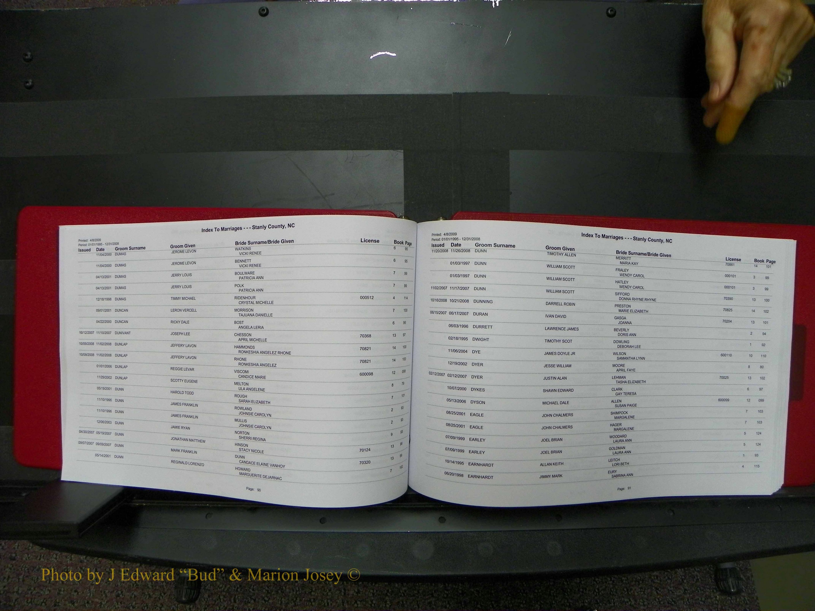 Stanley Co, NC Marriages, Male Index, A-Z, 1995-2008 (47).JPG