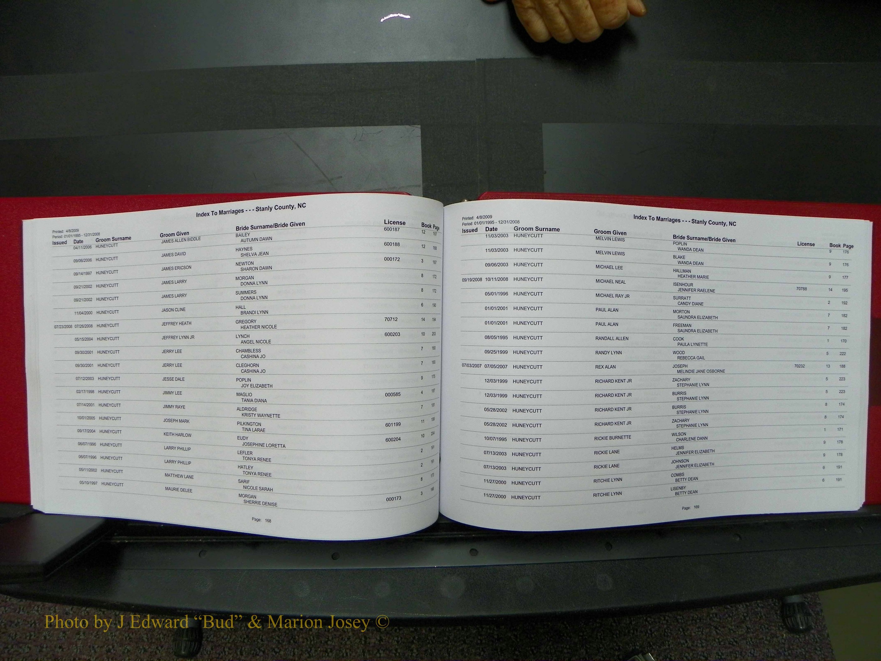 Stanley Co, NC Marriages, Male Index, A-Z, 1995-2008 (86).JPG