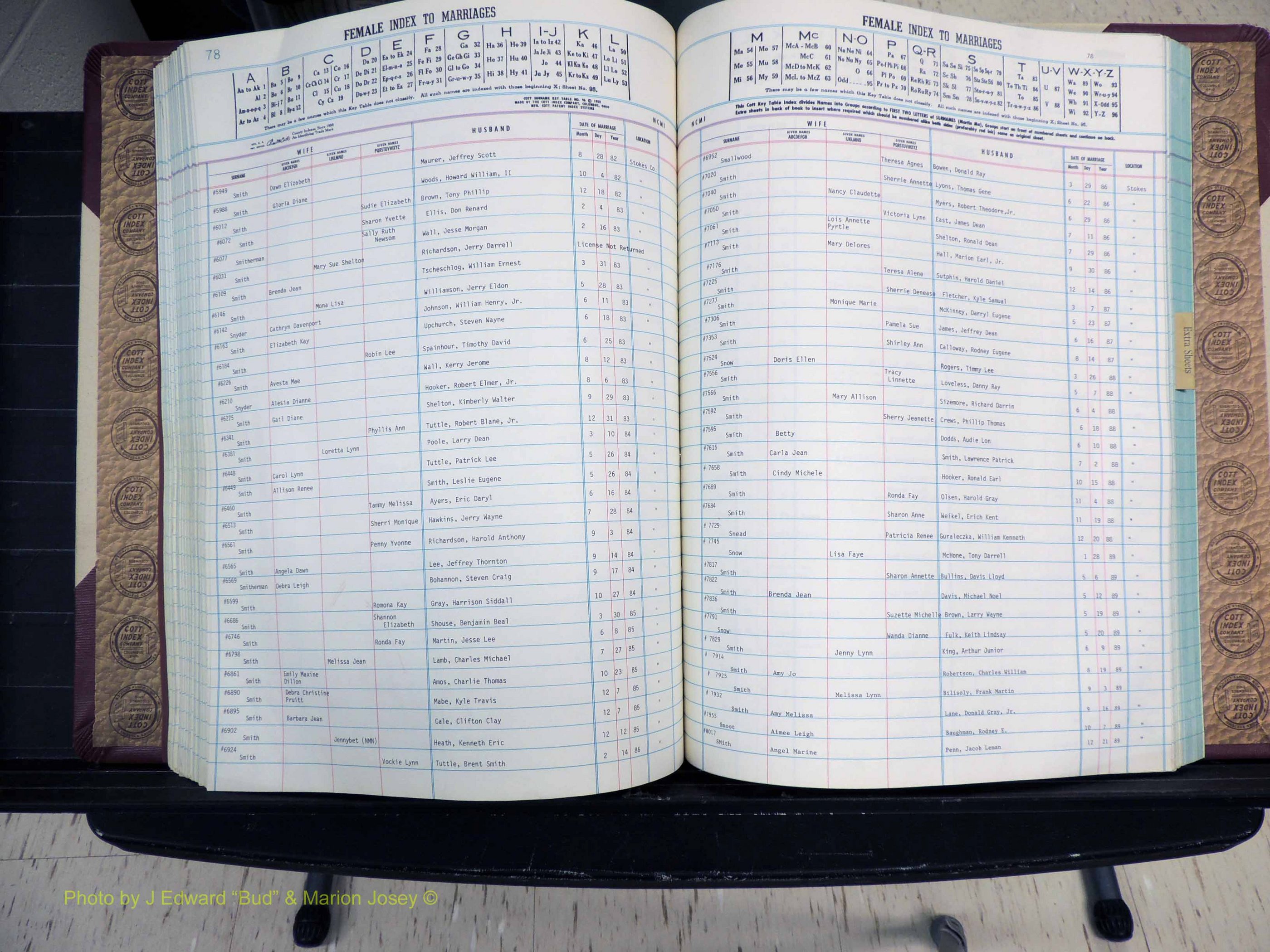 Stokes Co, NC, Marriages, Female Index, A-Z, 1956-1978 (232).JPG