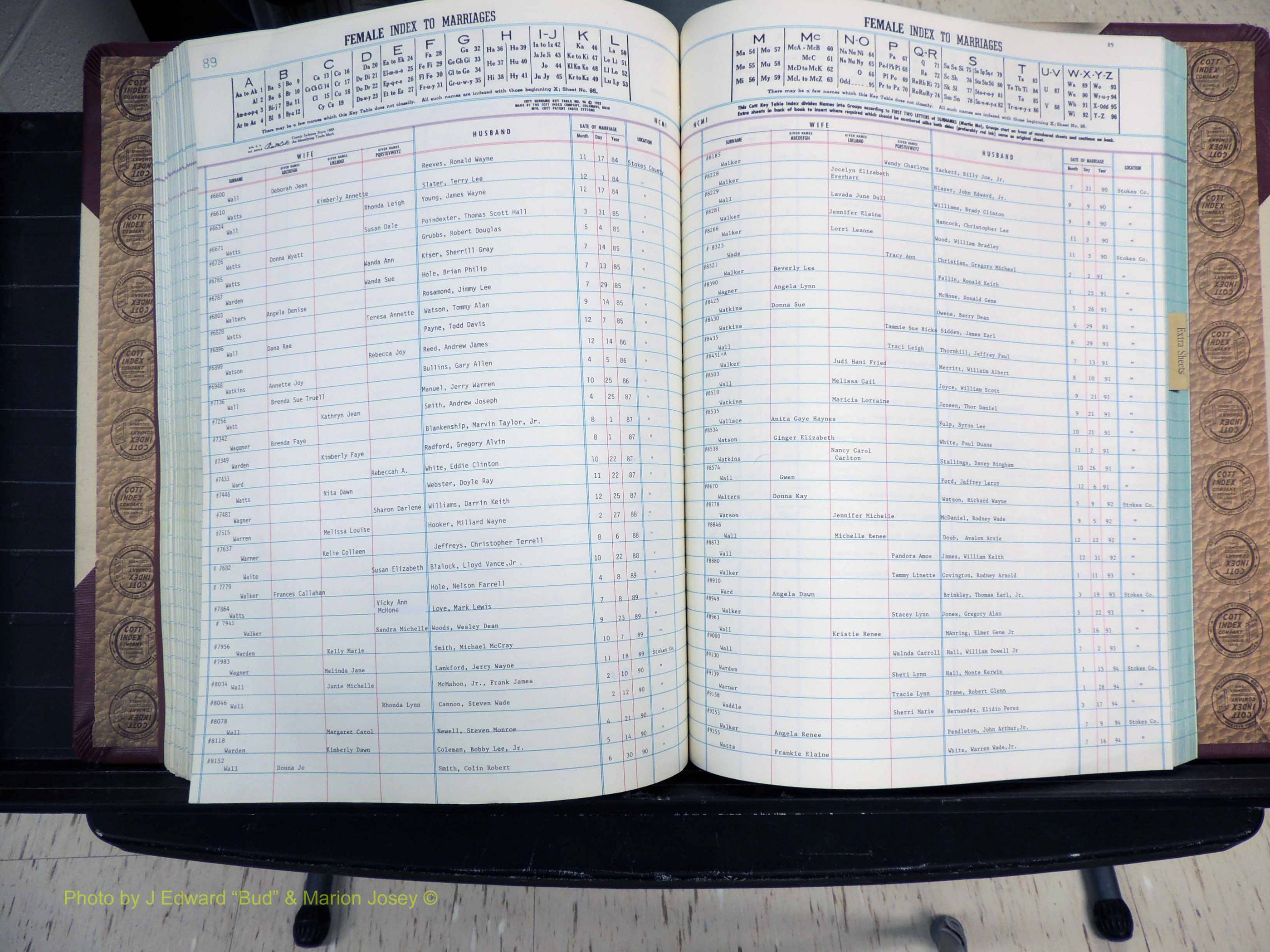 Stokes Co, NC, Marriages, Female Index, A-Z, 1956-1978 (251).JPG