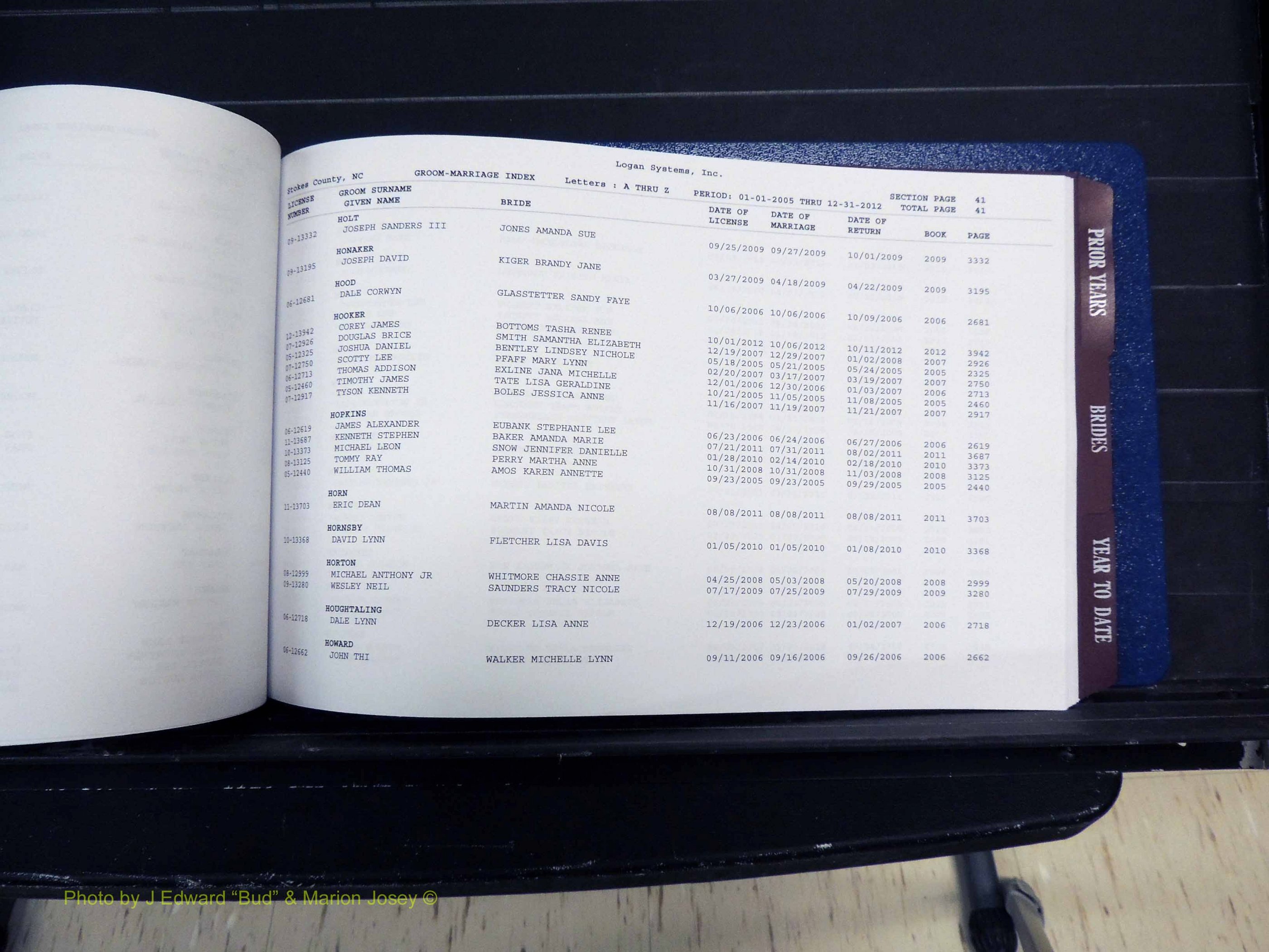 Stokes Co, NC, Marriages, Male & Female Index, A-Z, 2005-2012 (144).JPG