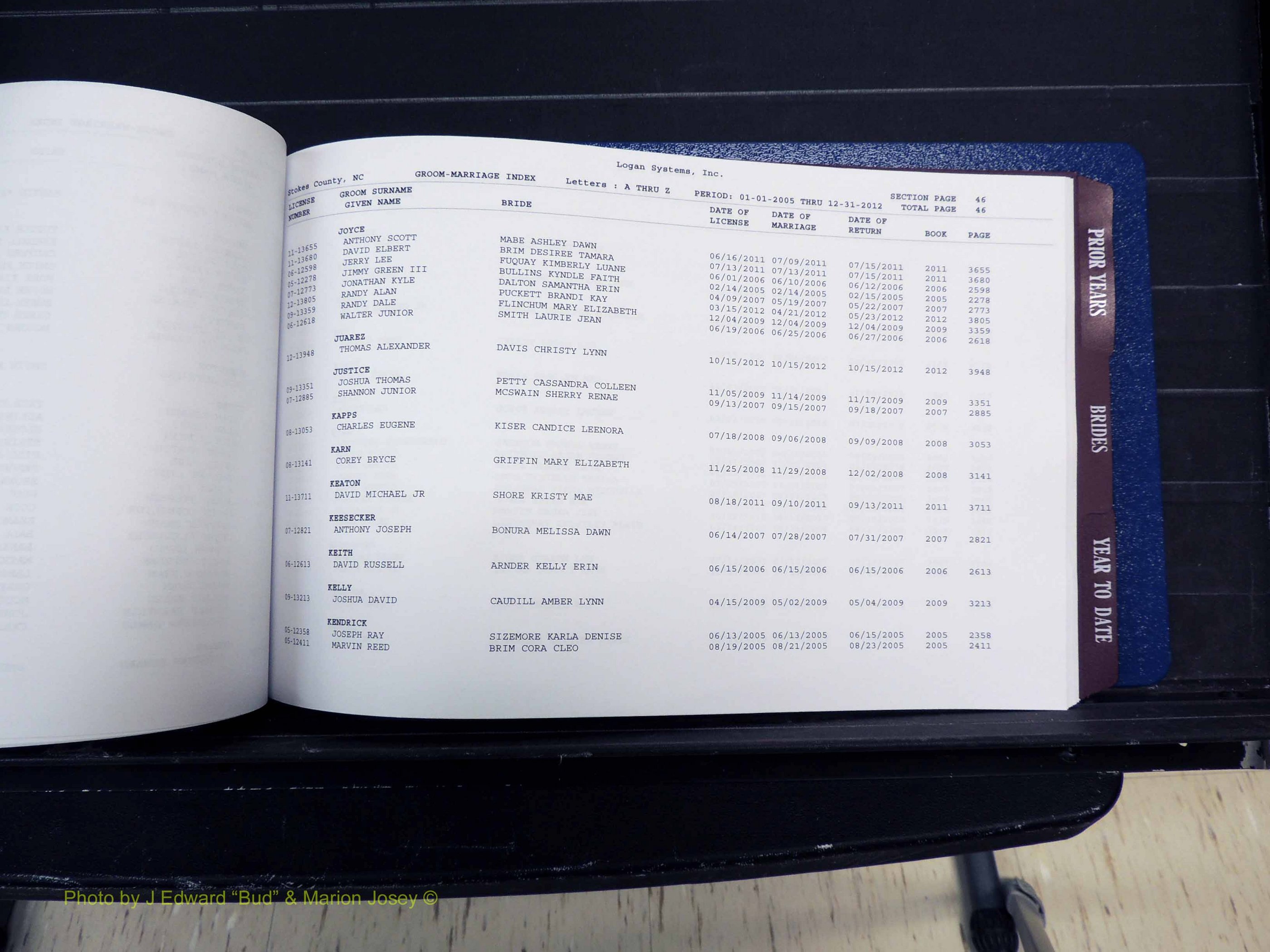 Stokes Co, NC, Marriages, Male & Female Index, A-Z, 2005-2012 (149).JPG