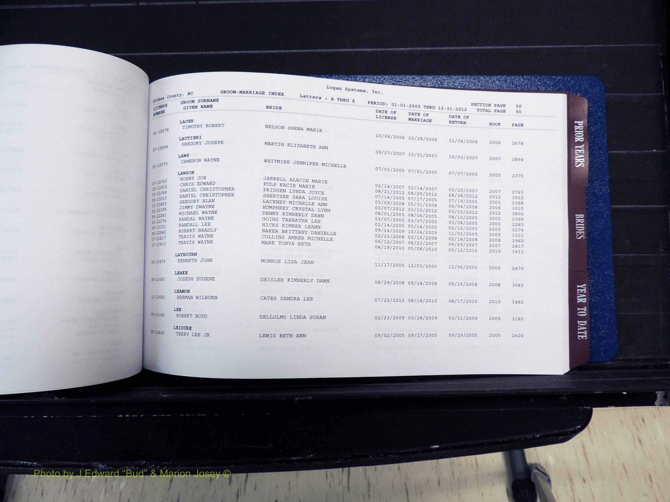 Stokes Co, NC, Marriages, Male & Female Index, A-Z, 2005-2012 (153).JPG