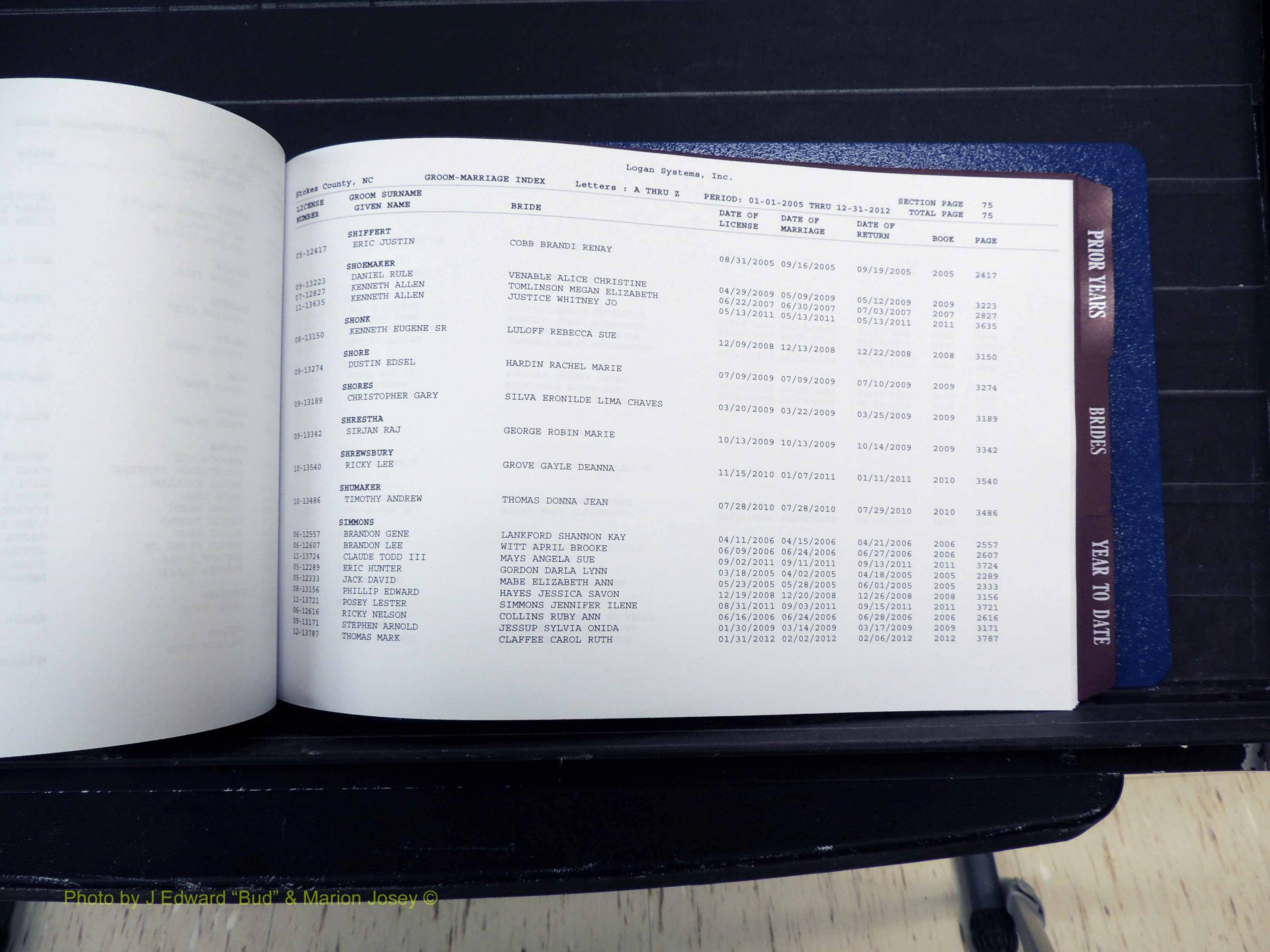 Stokes Co, NC, Marriages, Male & Female Index, A-Z, 2005-2012 (178).JPG