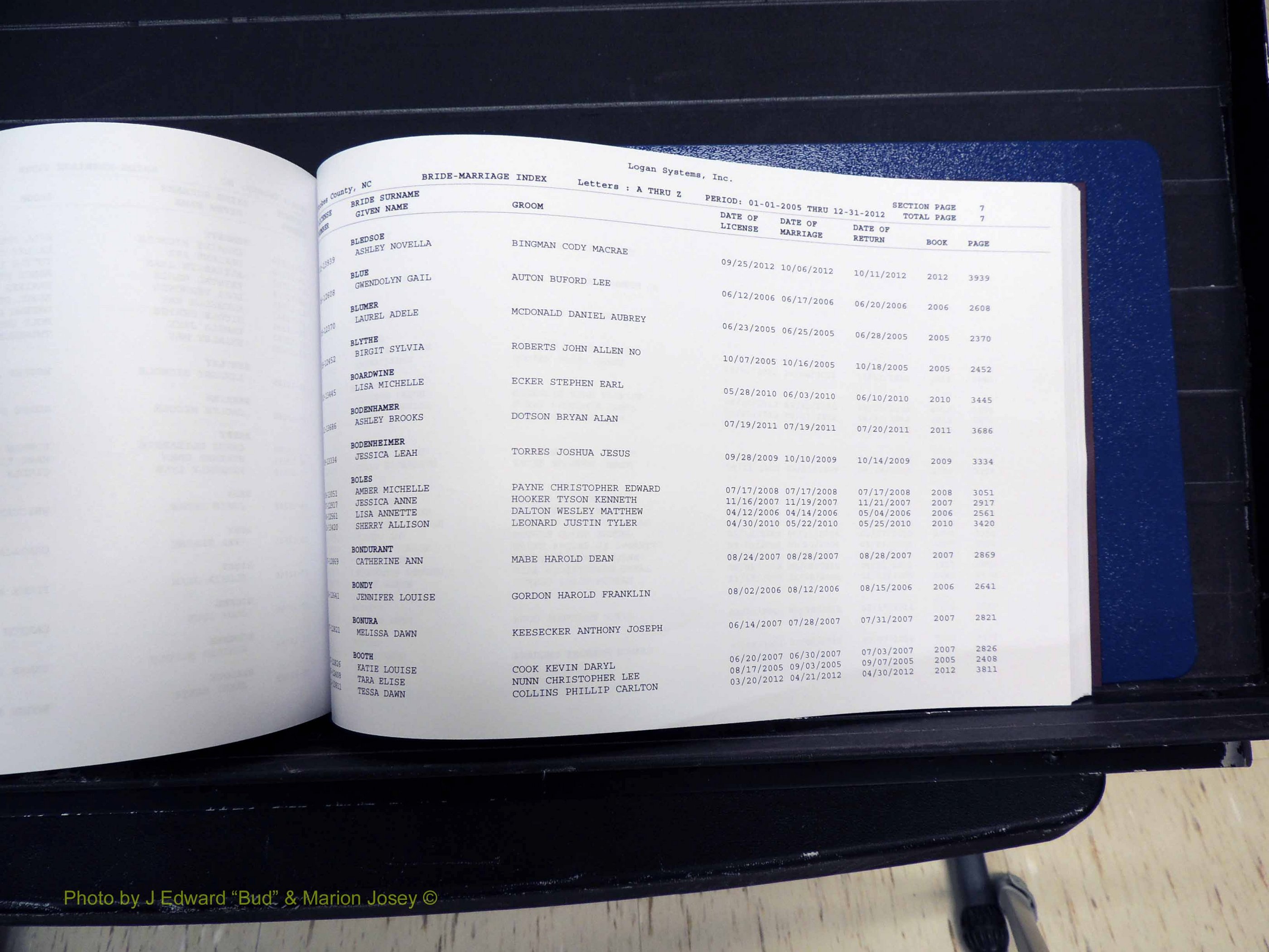 Stokes Co, NC, Marriages, Male & Female Index, A-Z, 2005-2012 (206).JPG