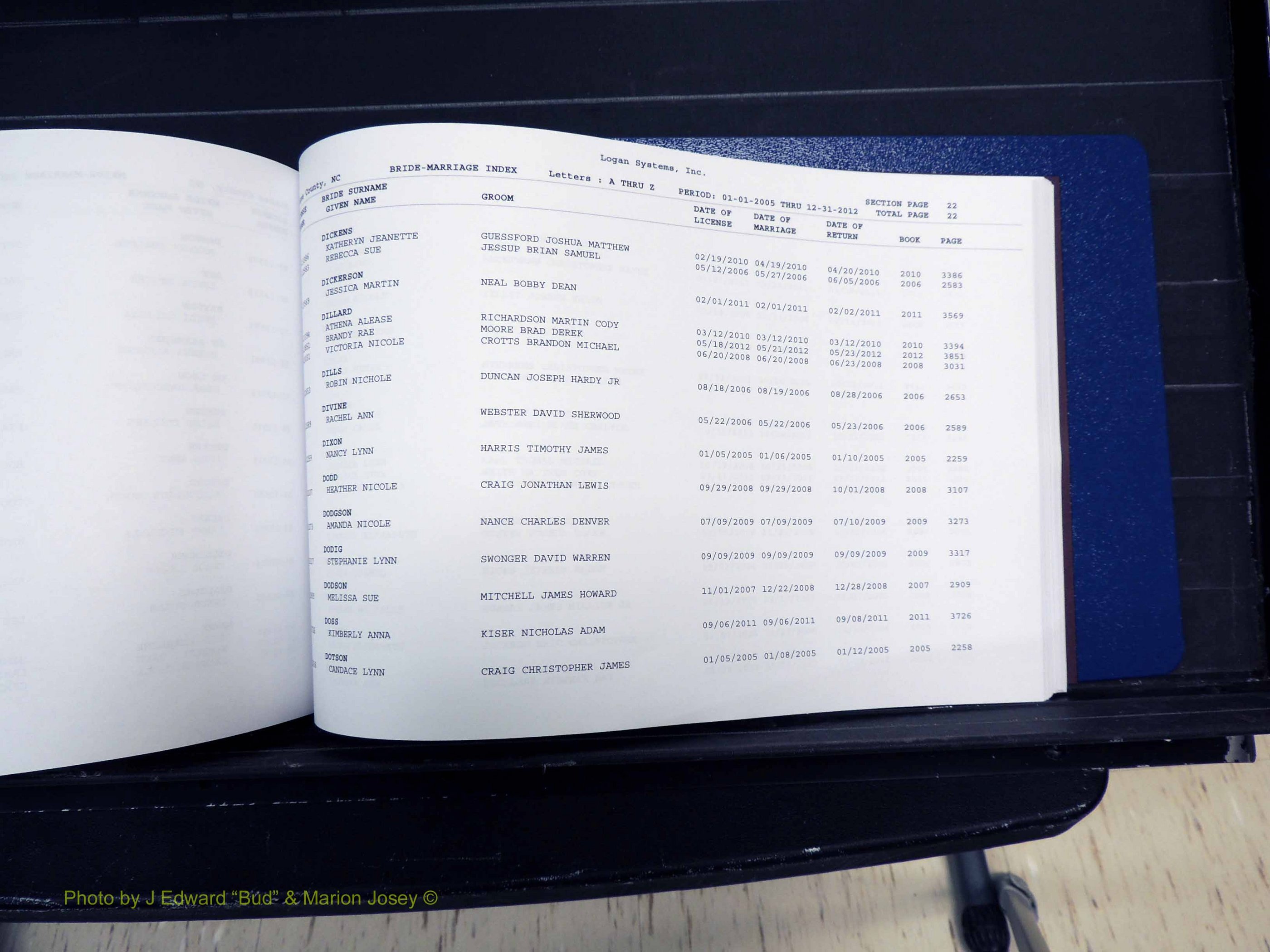 Stokes Co, NC, Marriages, Male & Female Index, A-Z, 2005-2012 (221).JPG