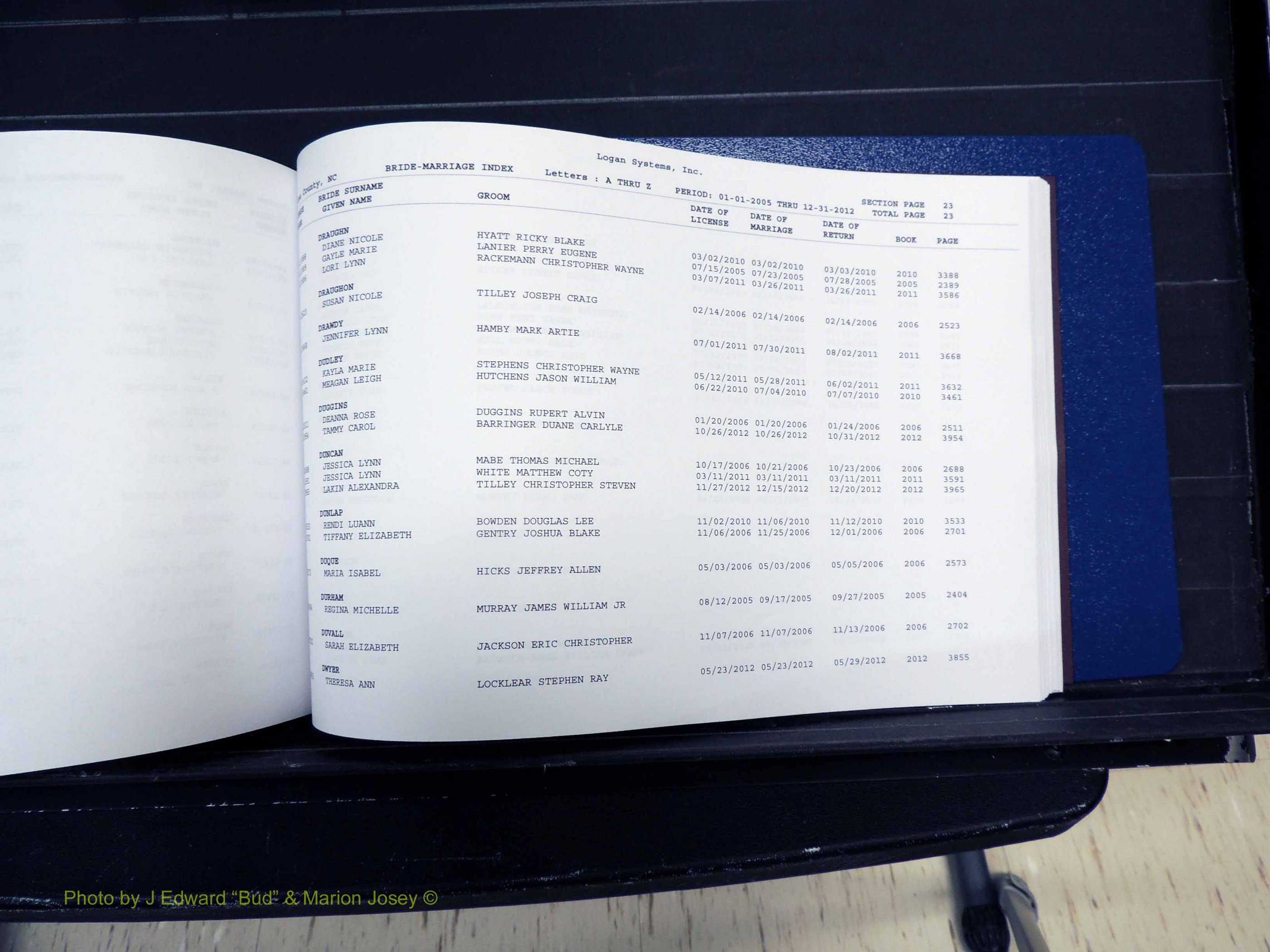 Stokes Co, NC, Marriages, Male & Female Index, A-Z, 2005-2012 (222).JPG