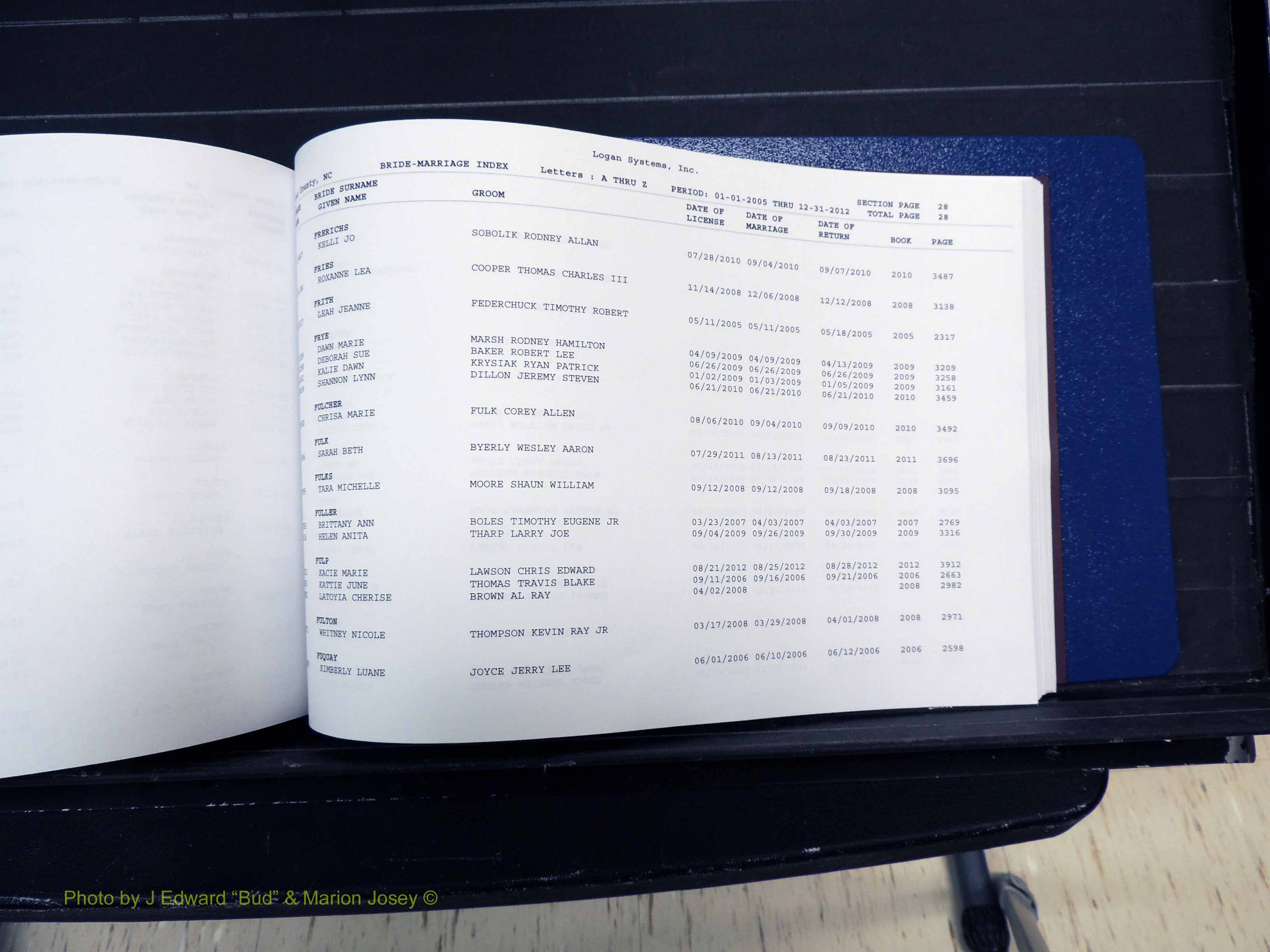 Stokes Co, NC, Marriages, Male & Female Index, A-Z, 2005-2012 (227).JPG