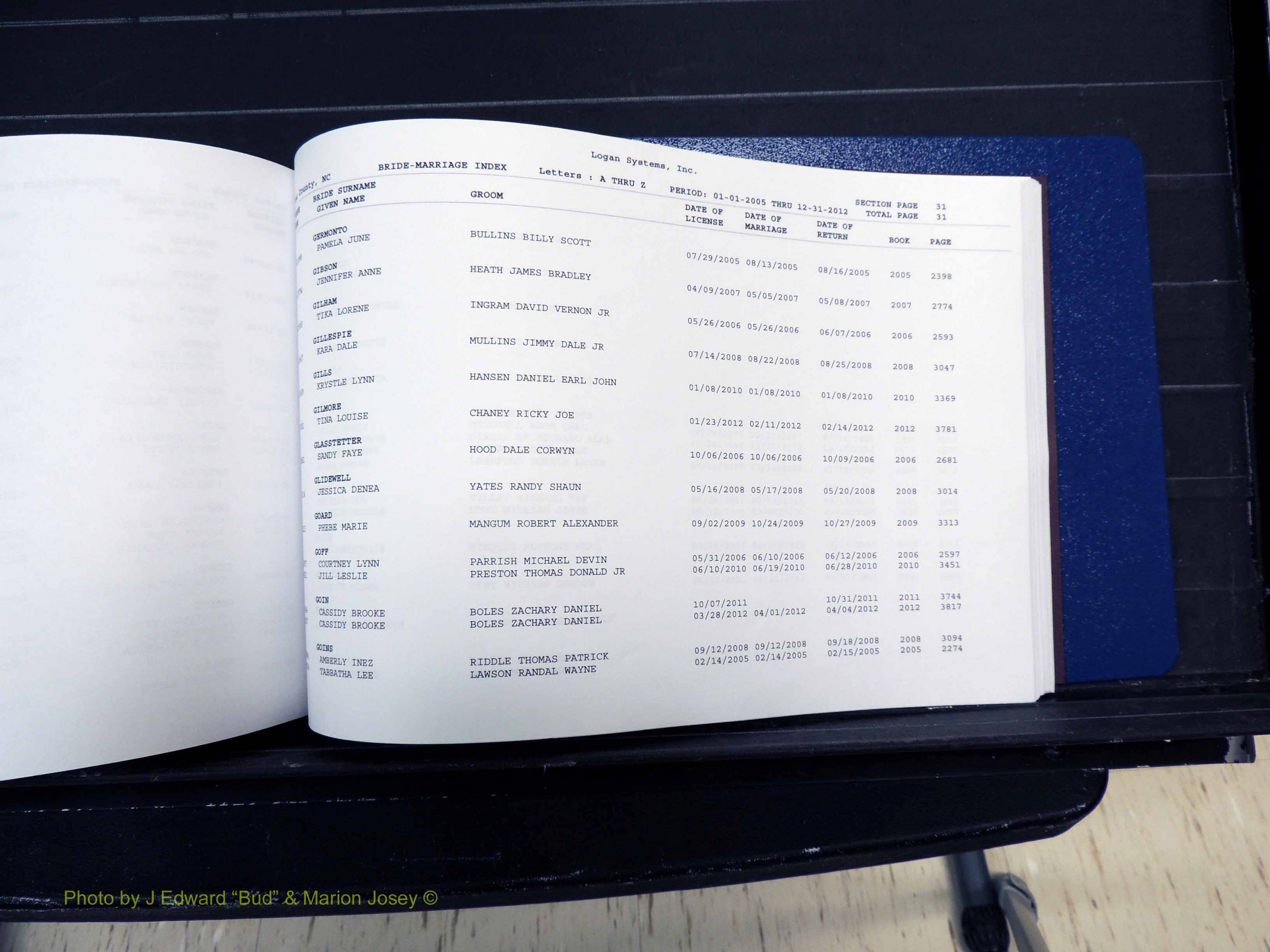 Stokes Co, NC, Marriages, Male & Female Index, A-Z, 2005-2012 (230).JPG