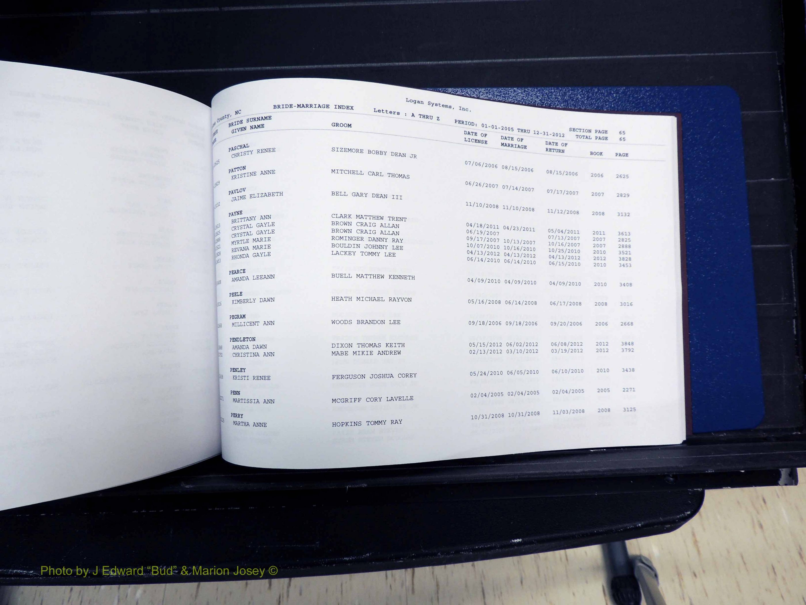 Stokes Co, NC, Marriages, Male & Female Index, A-Z, 2005-2012 (265).JPG