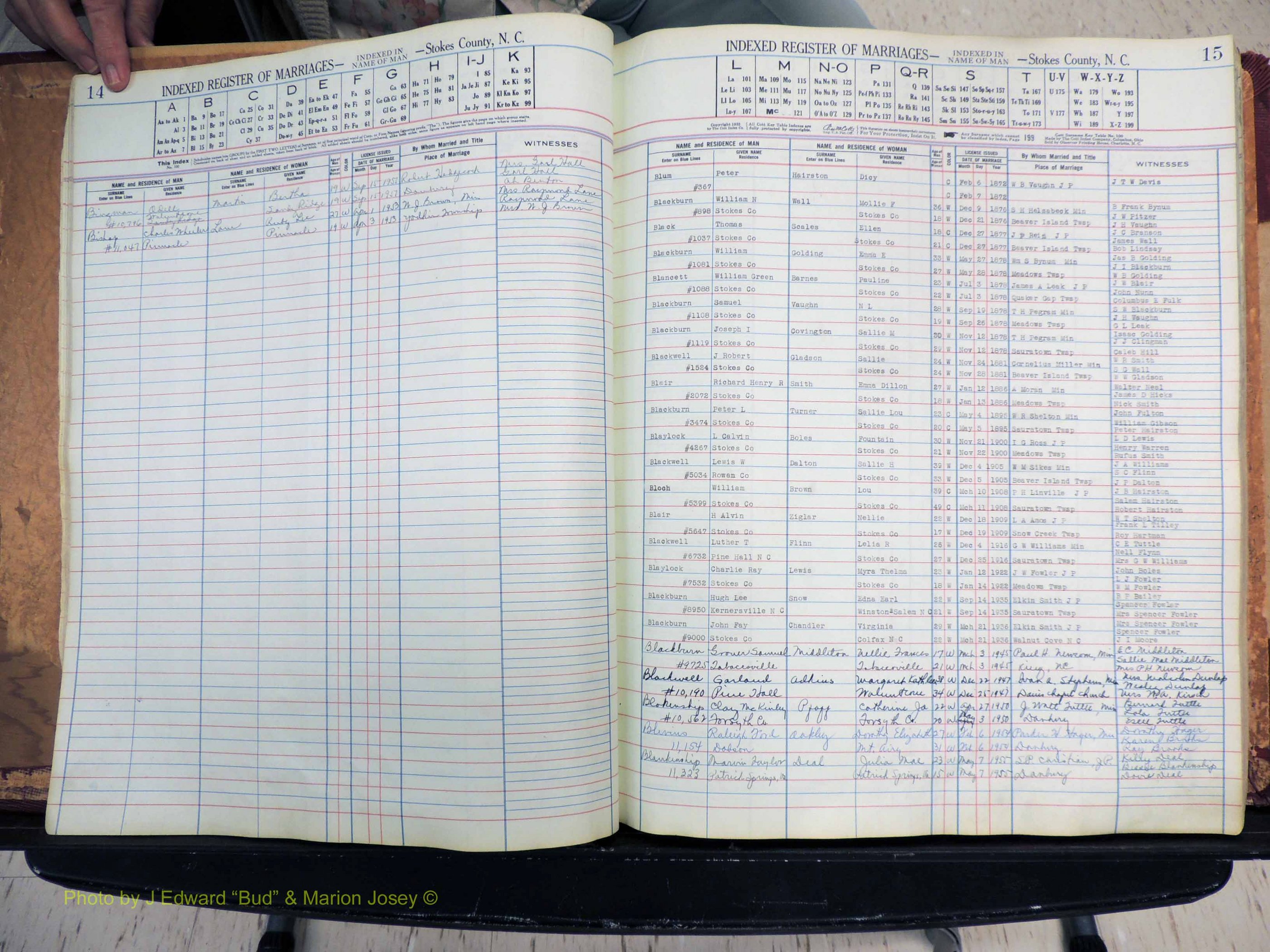 Stokes Co, NC, Marriages, Male Index, A-Z, 1851-1956 (119).JPG