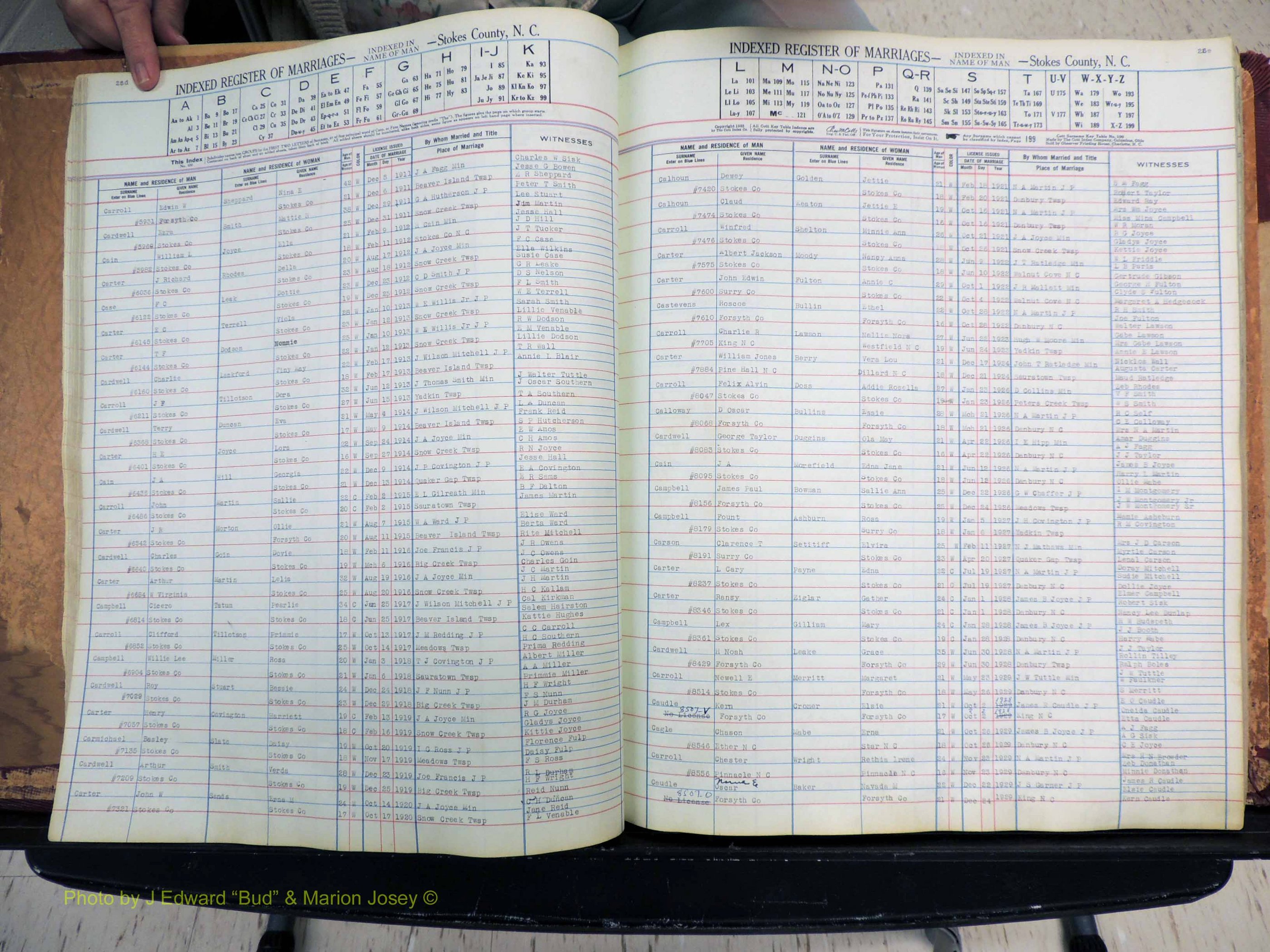 Stokes Co, NC, Marriages, Male Index, A-Z, 1851-1956 (142).JPG