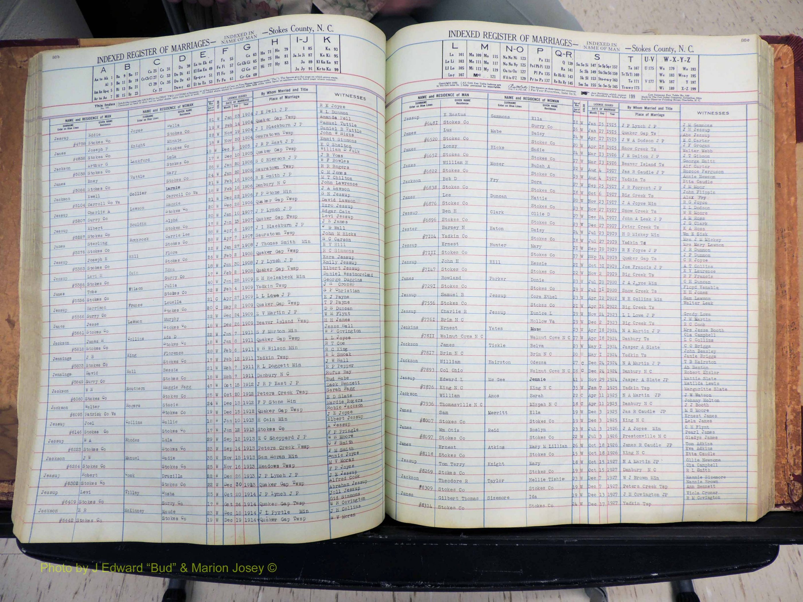 Stokes Co, NC, Marriages, Male Index, A-Z, 1851-1956 (234).JPG