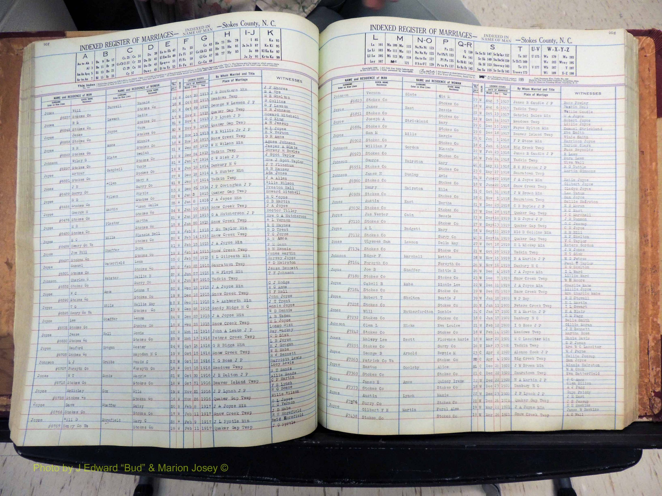 Stokes Co, NC, Marriages, Male Index, A-Z, 1851-1956 (239).JPG