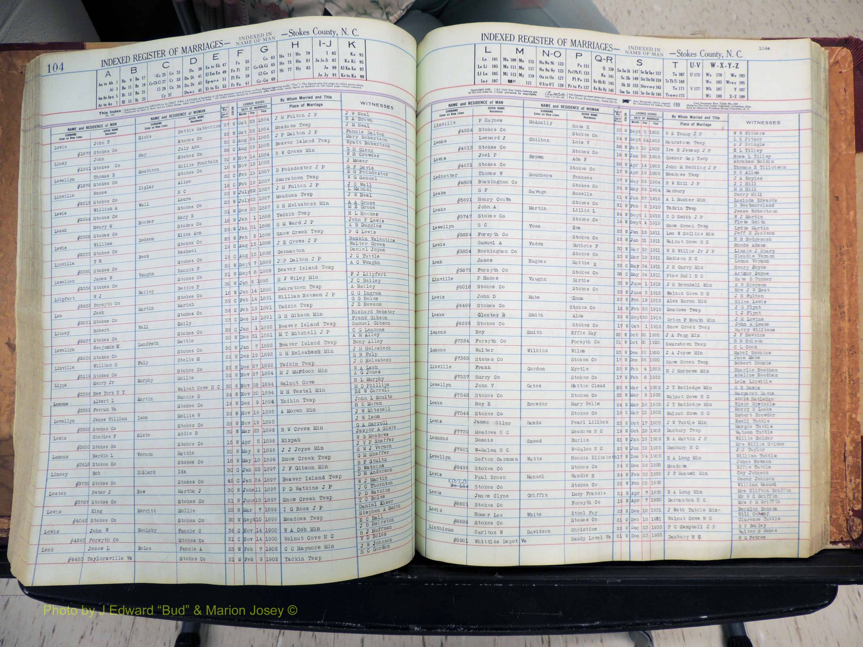 Stokes Co, NC, Marriages, Male Index, A-Z, 1851-1956 (260).JPG