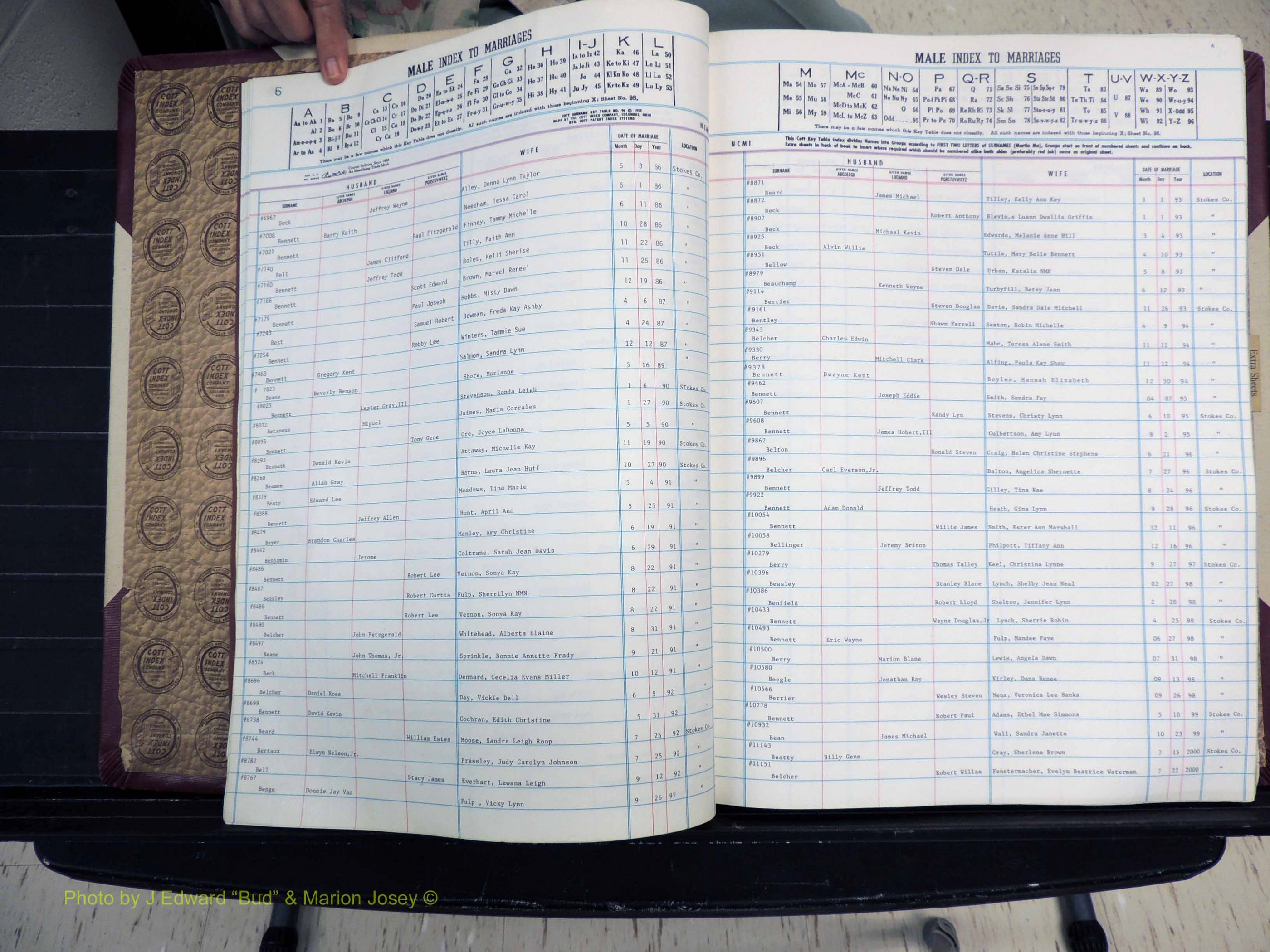 Stokes Co, NC, Marriages, Male Index, A-Z, 1979-2004 (108).JPG