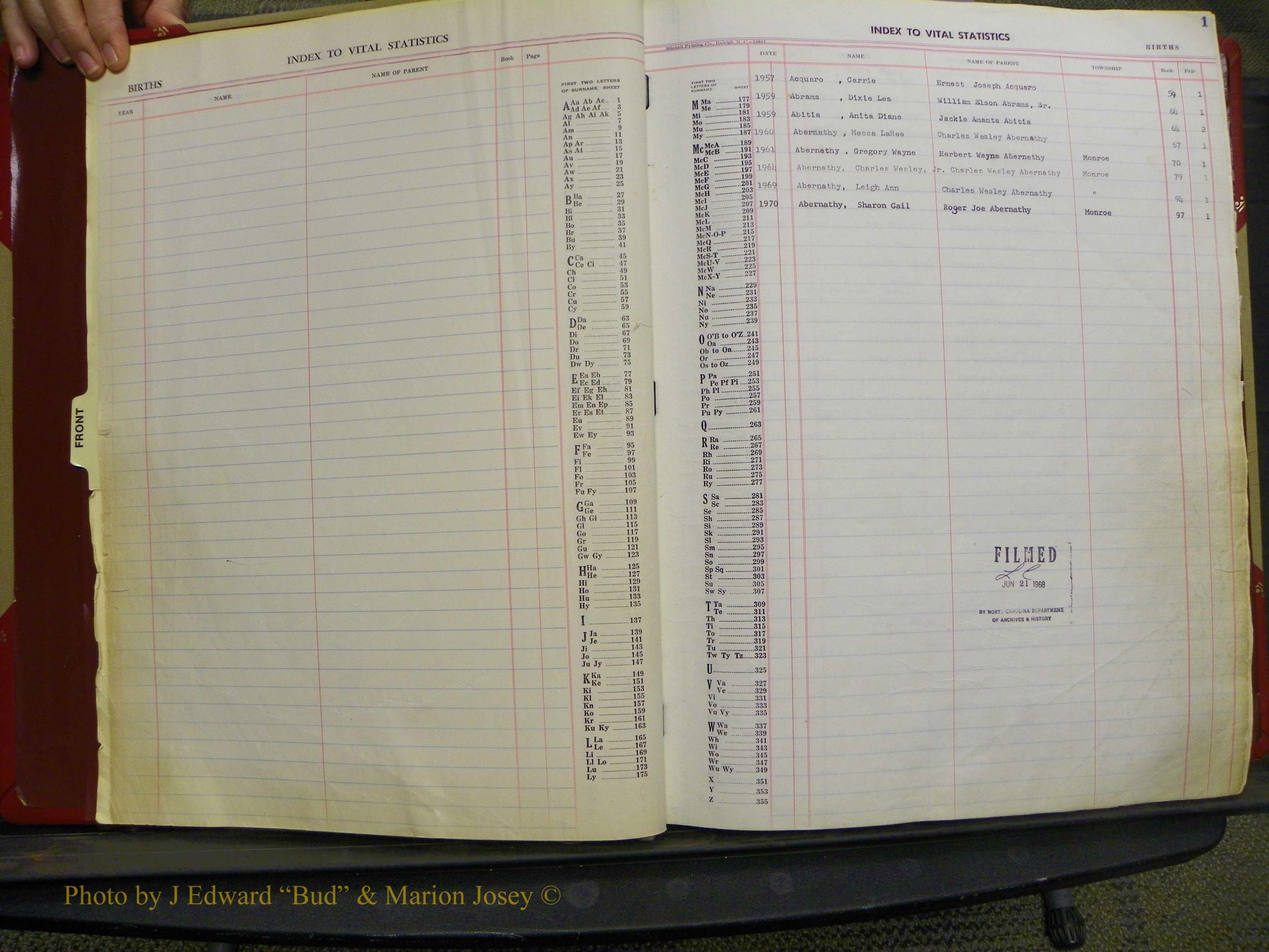 Union Co, NC Births, A-Z, 1956-1971 (3).JPG