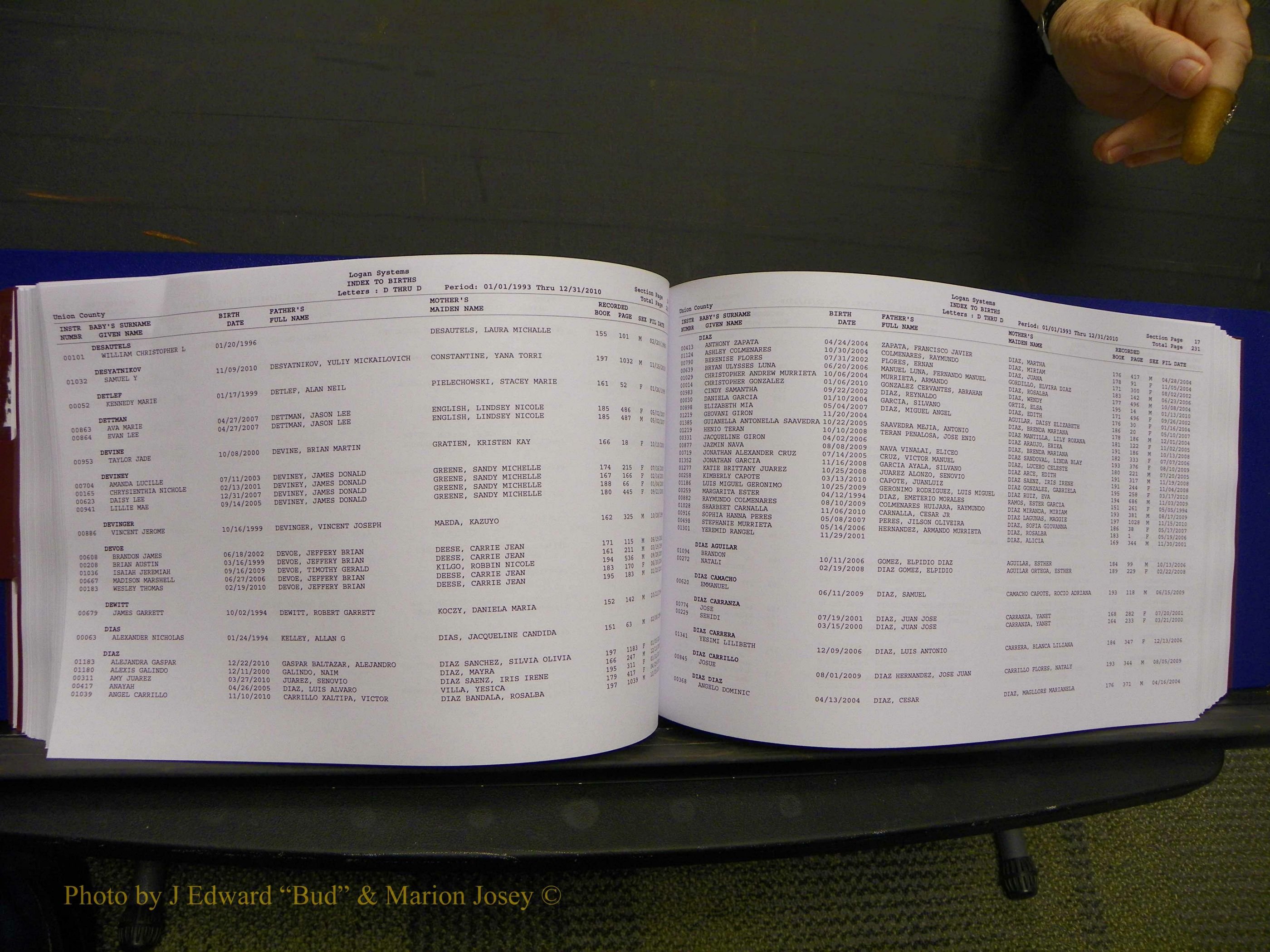 Union Co, NC Births, A-Z, 1993-2010 (149).JPG