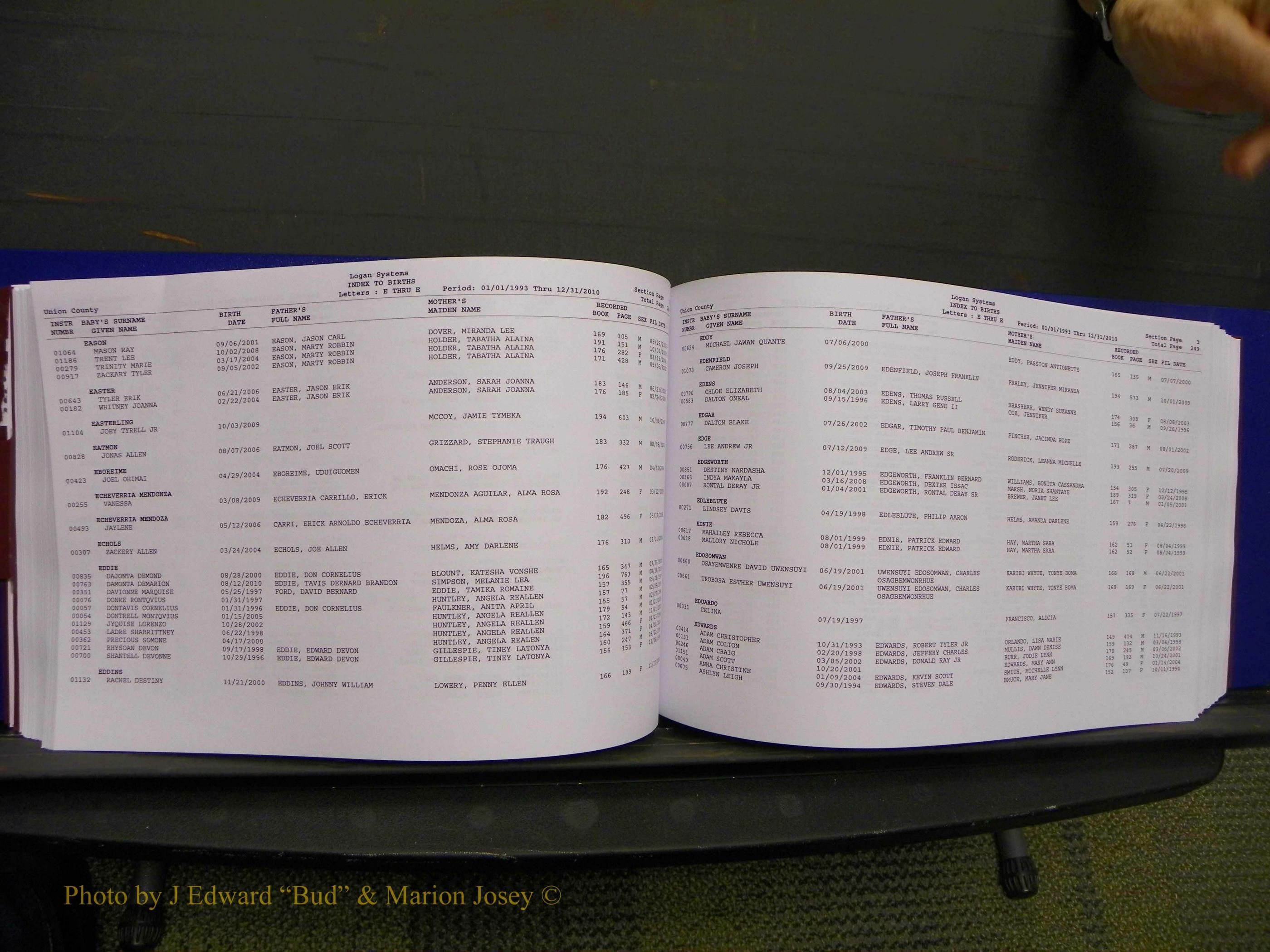 Union Co, NC Births, A-Z, 1993-2010 (157).JPG