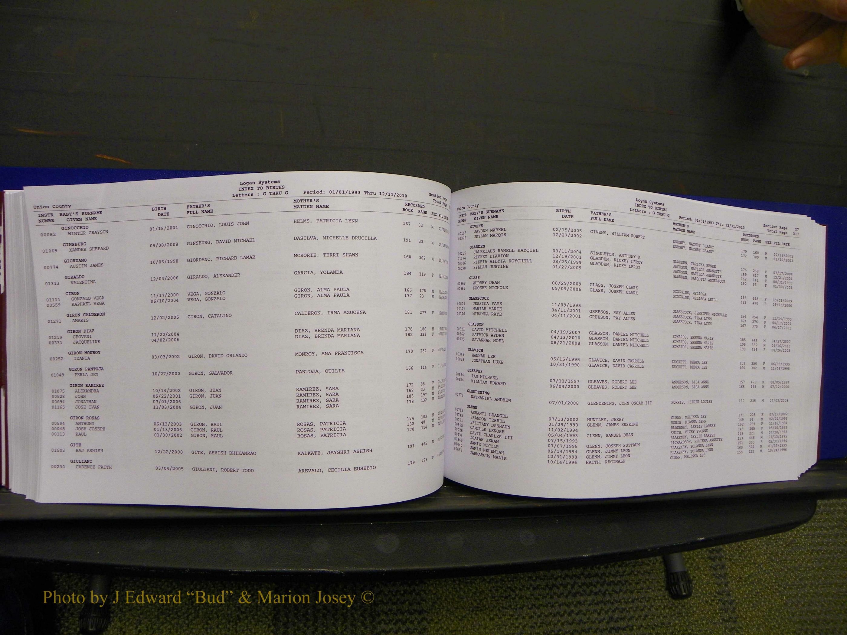 Union Co, NC Births, A-Z, 1993-2010 (191).JPG