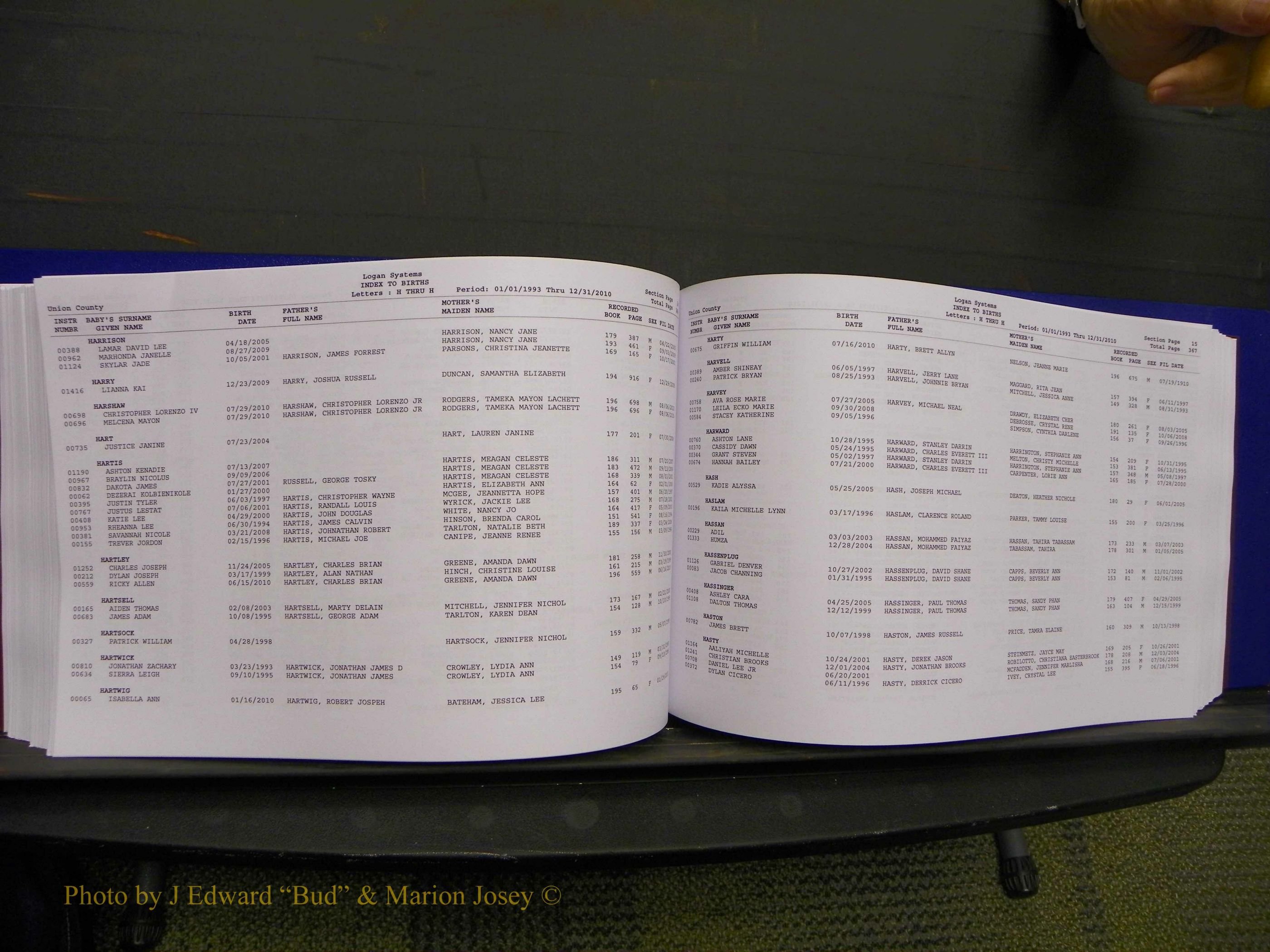 Union Co, NC Births, A-Z, 1993-2010 (216).JPG
