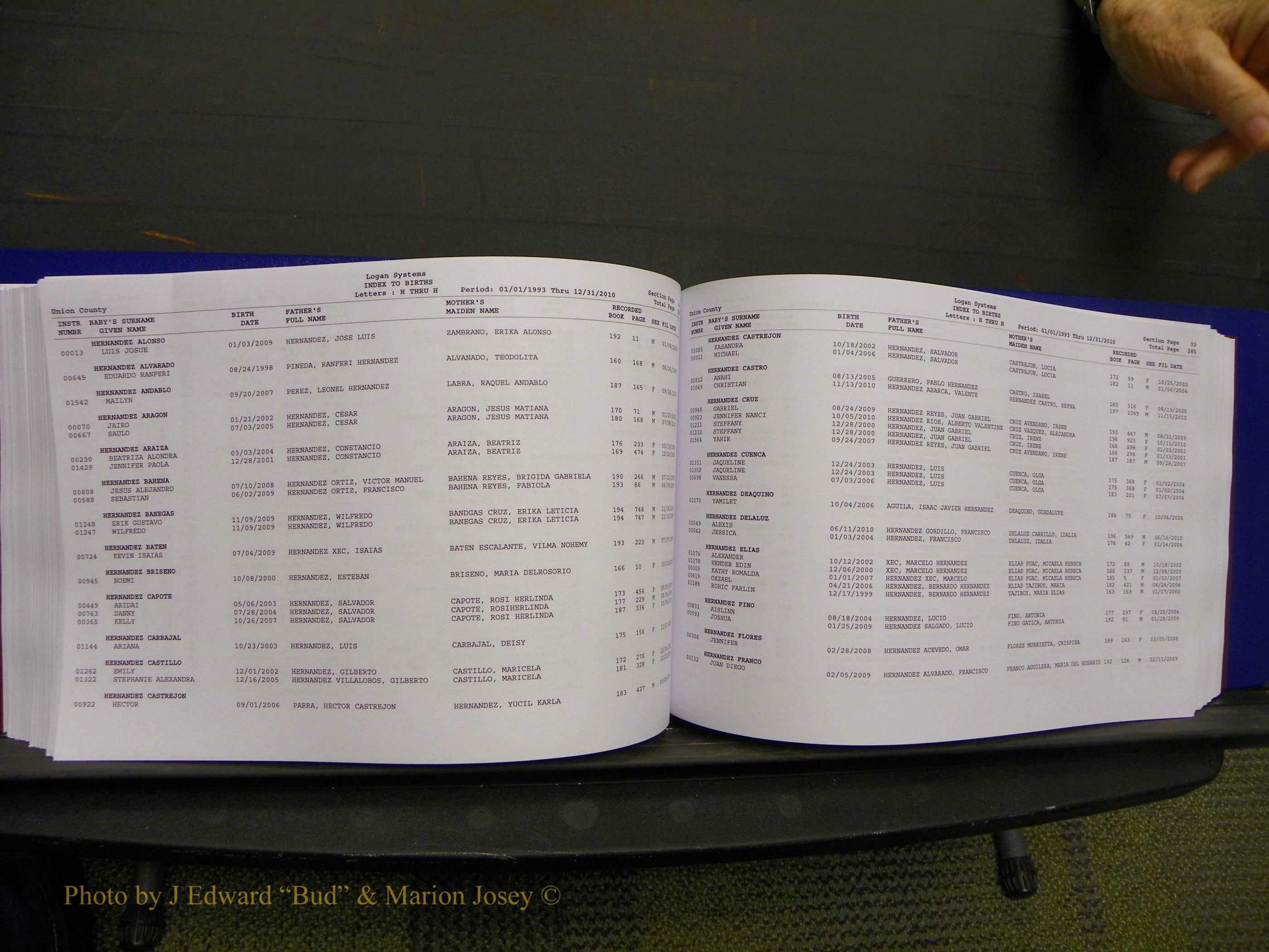 Union Co, NC Births, A-Z, 1993-2010 (225).JPG