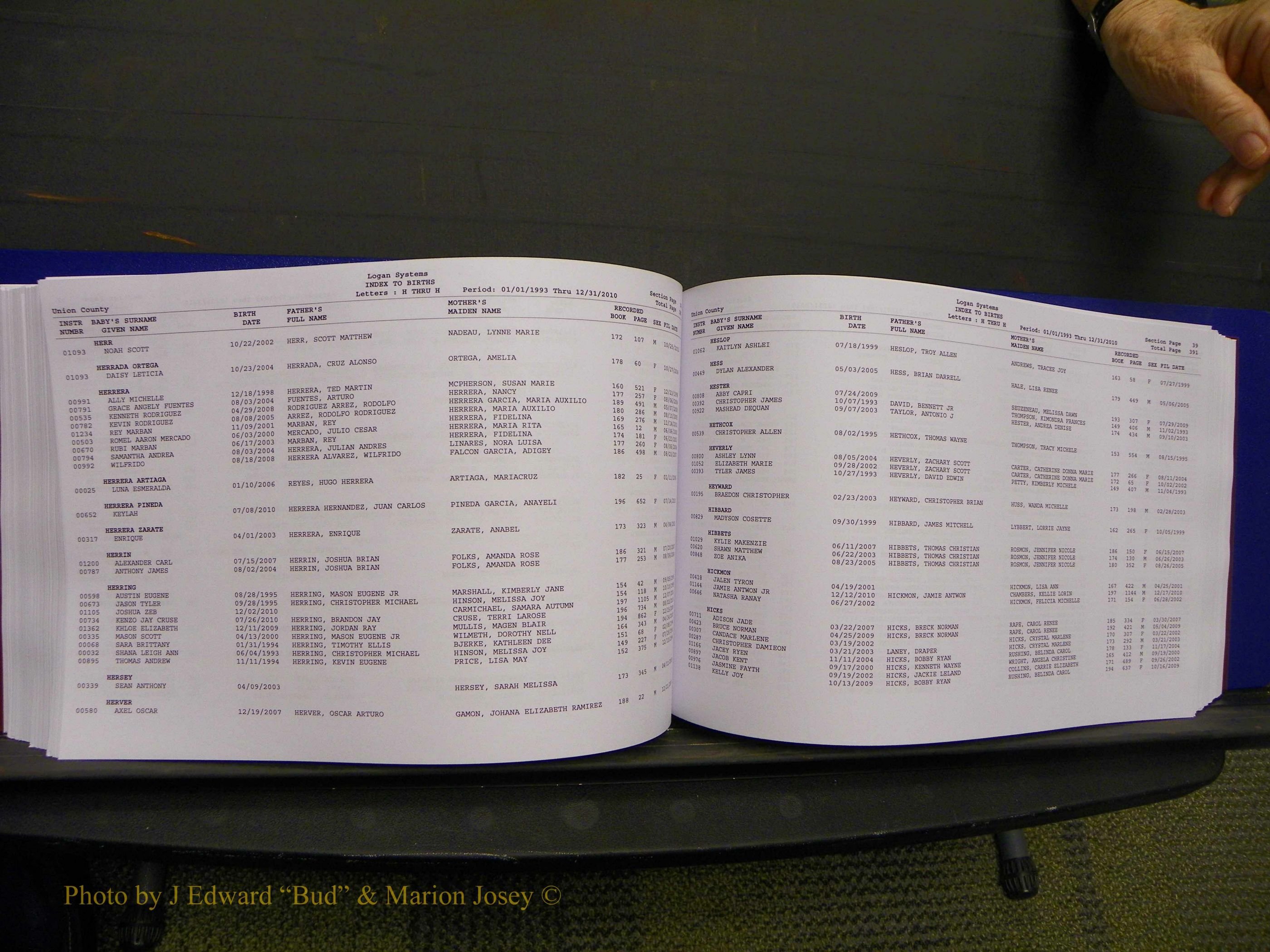 Union Co, NC Births, A-Z, 1993-2010 (228).JPG