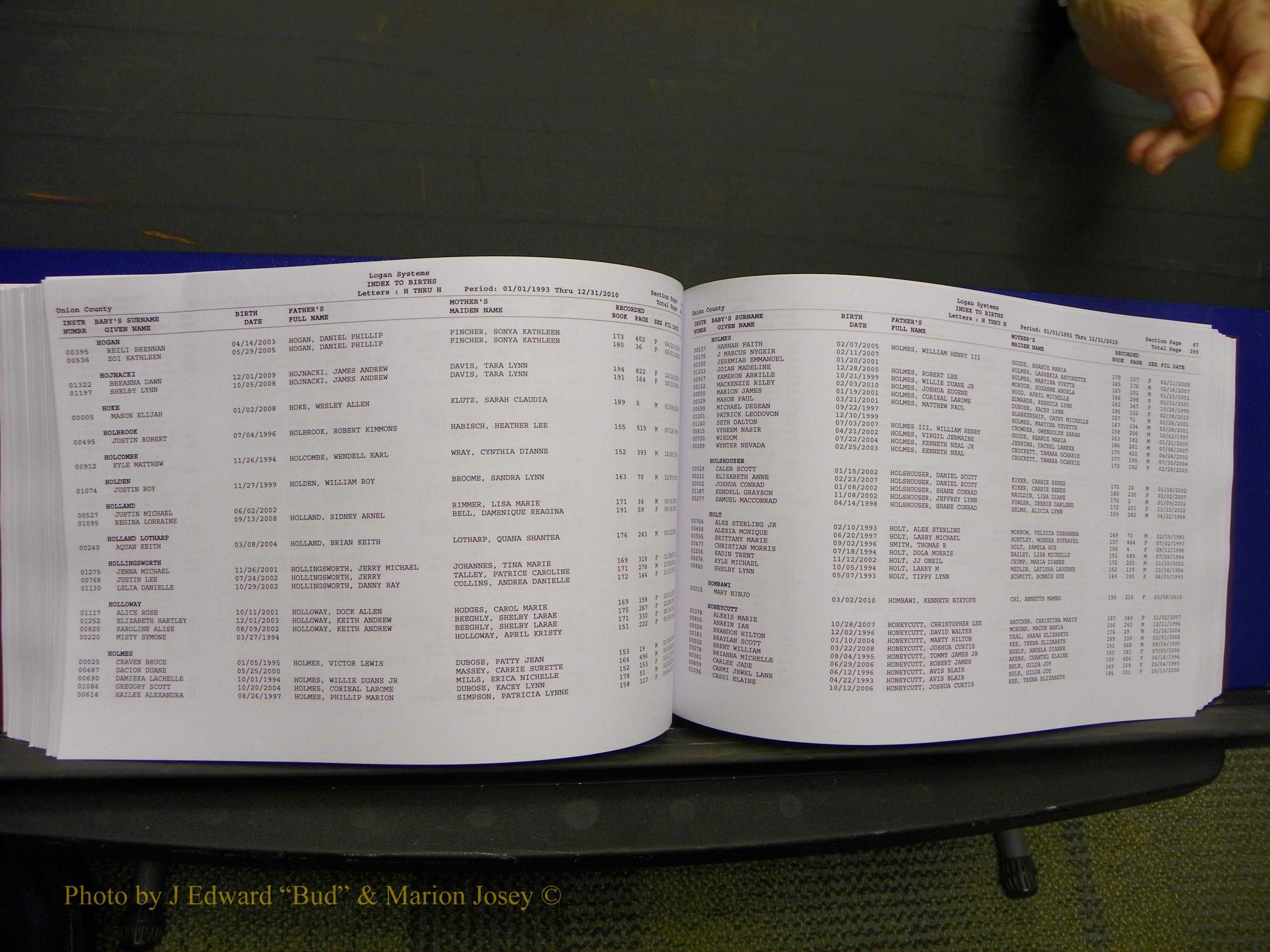 Union Co, NC Births, A-Z, 1993-2010 (232).JPG