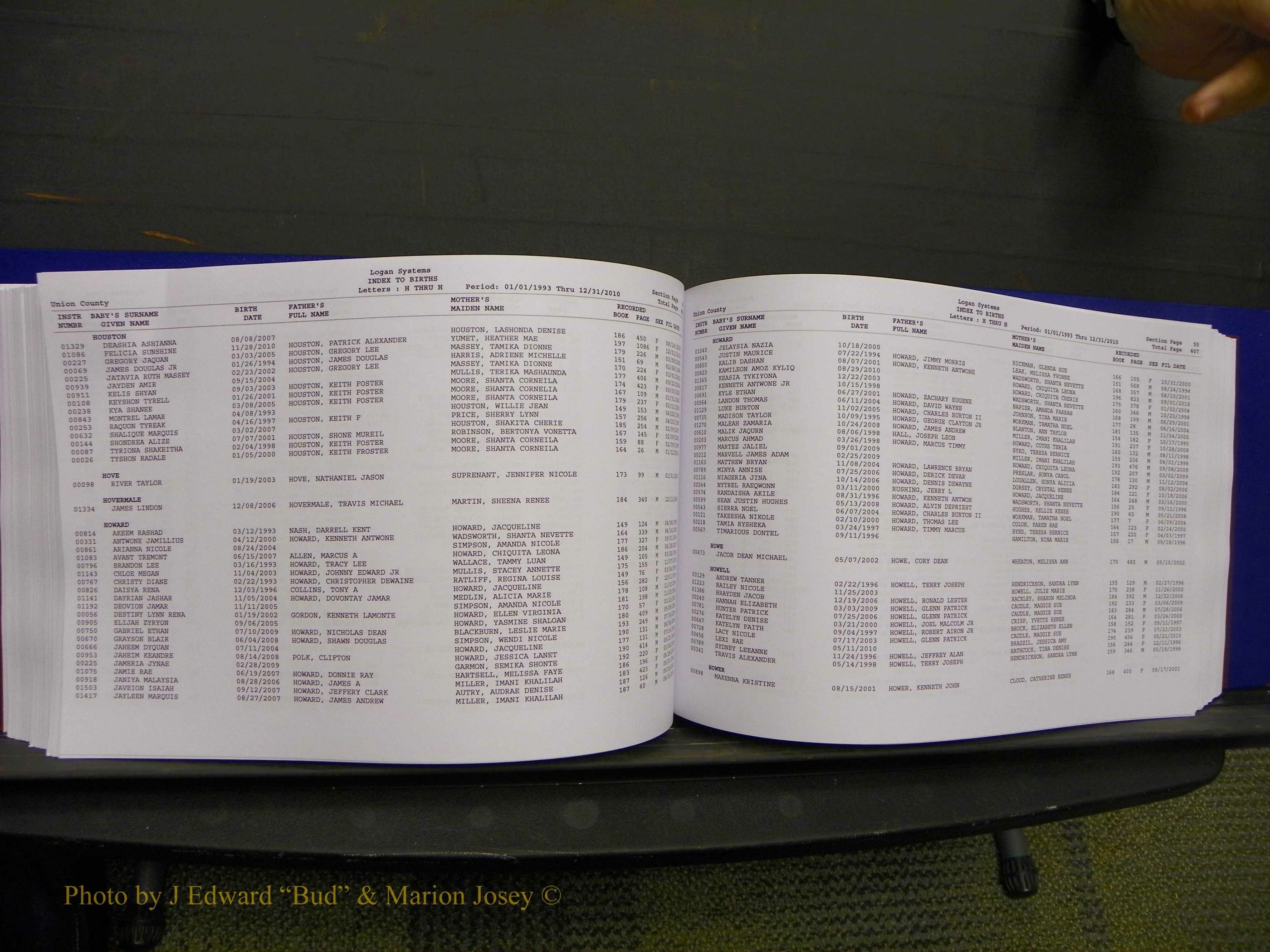 Union Co, NC Births, A-Z, 1993-2010 (236).JPG