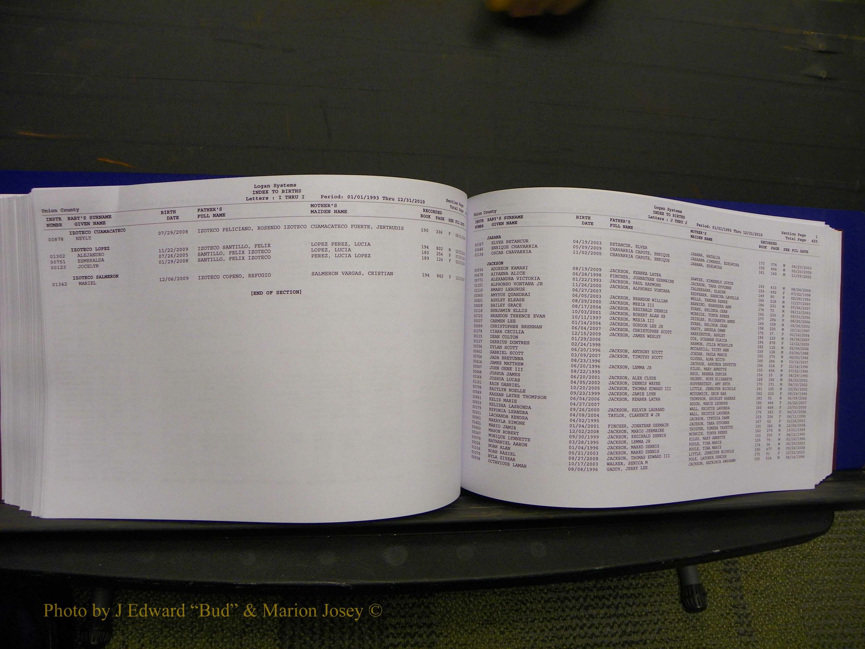 Union Co, NC Births, A-Z, 1993-2010 (245).JPG