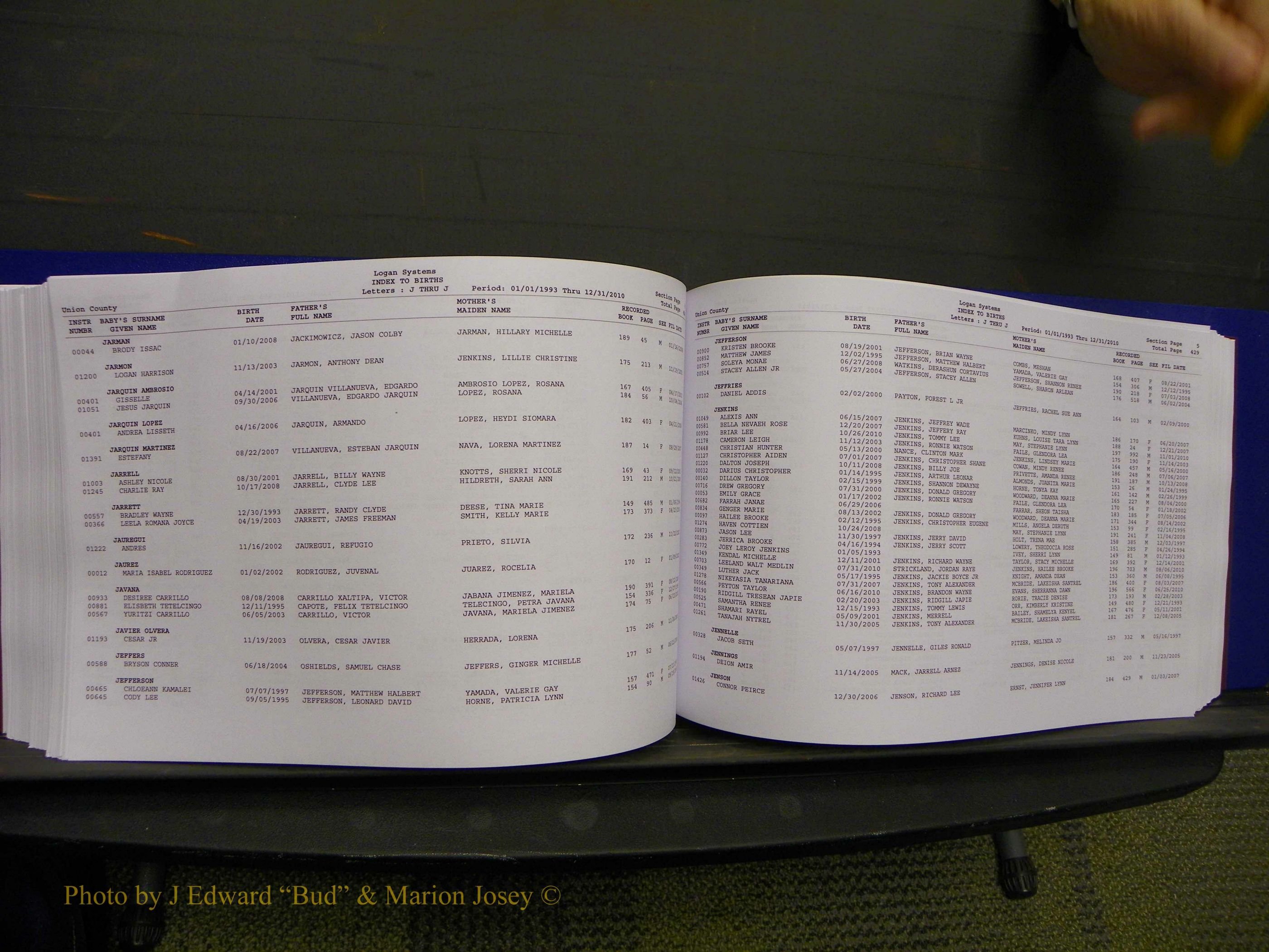 Union Co, NC Births, A-Z, 1993-2010 (247).JPG