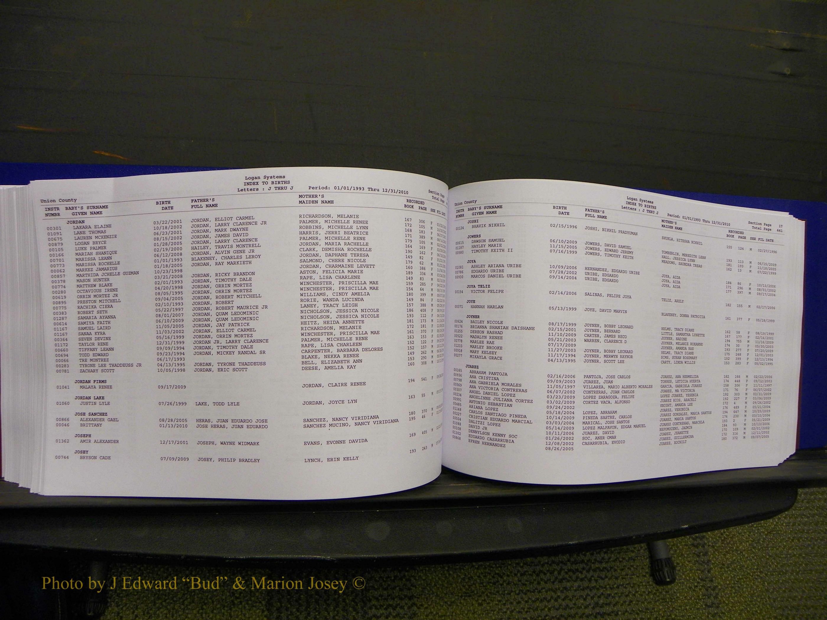 Union Co, NC Births, A-Z, 1993-2010 (253).JPG