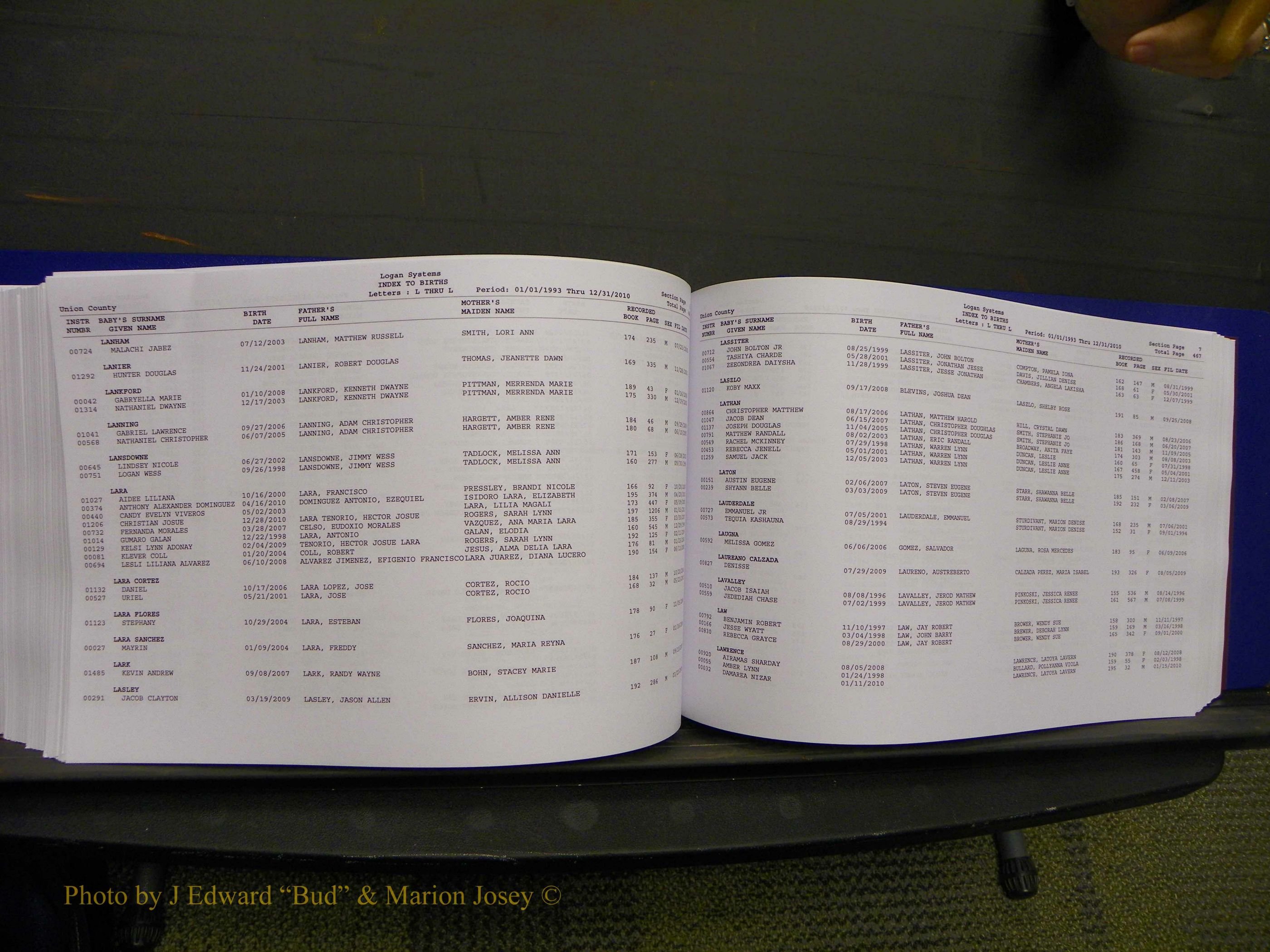 Union Co, NC Births, A-Z, 1993-2010 (266).JPG