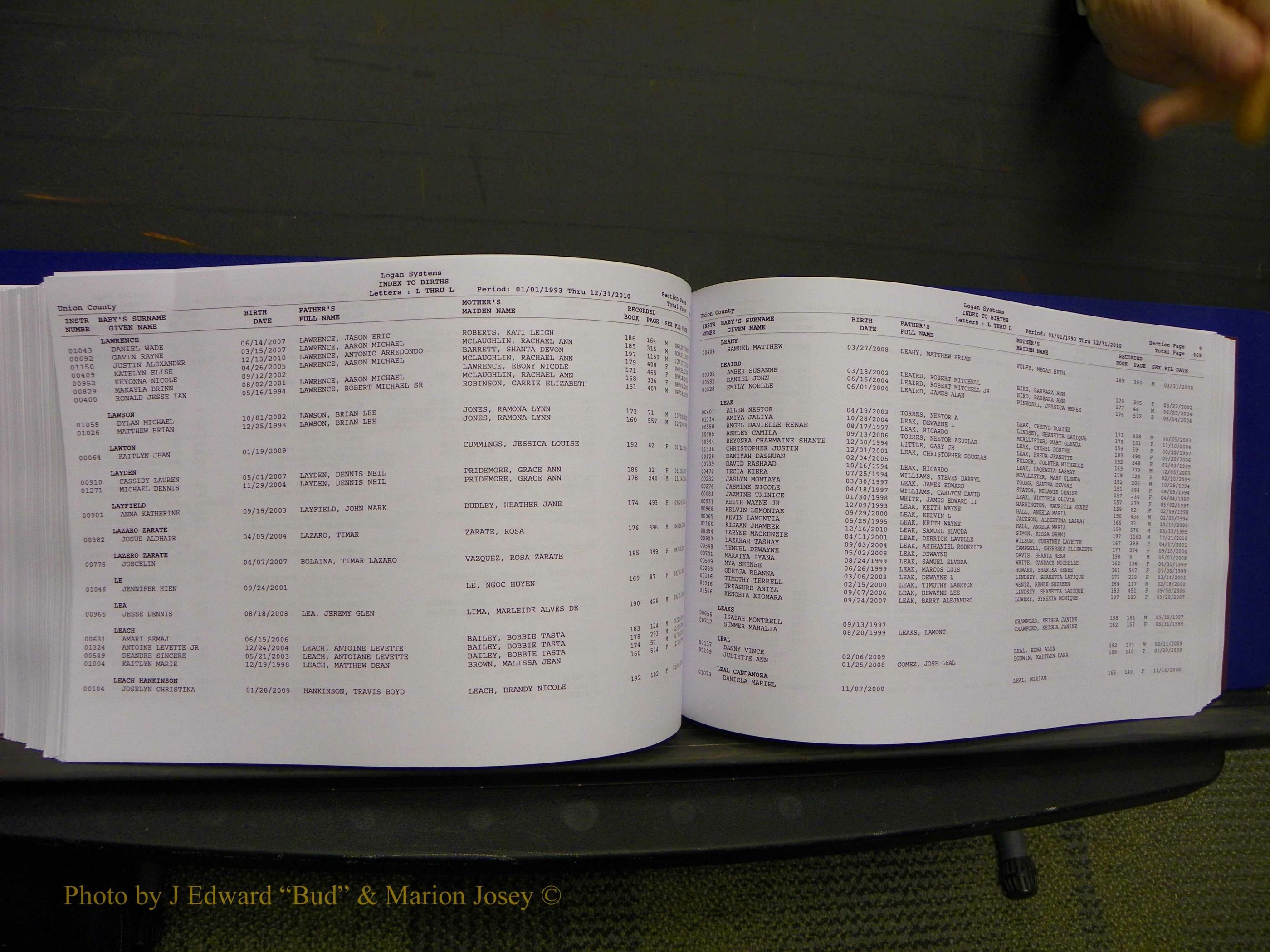 Union Co, NC Births, A-Z, 1993-2010 (267).JPG