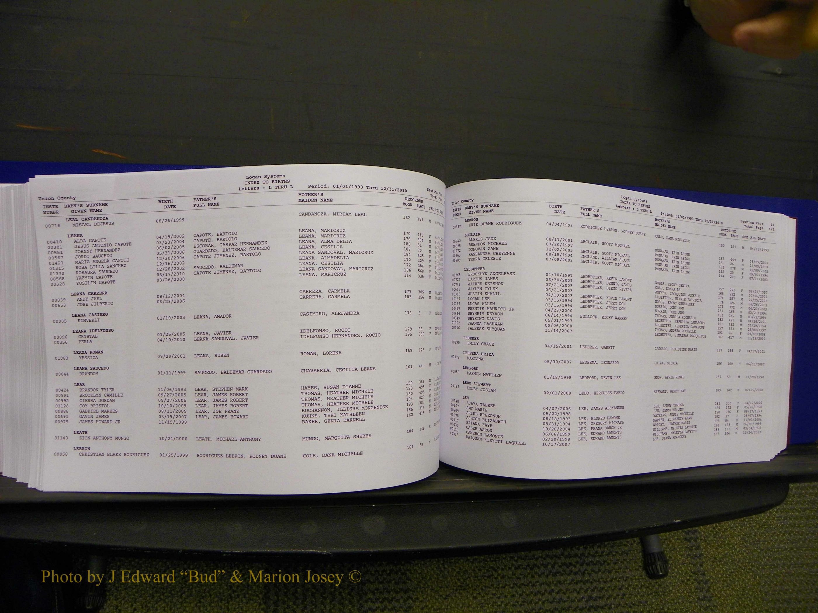 Union Co, NC Births, A-Z, 1993-2010 (268).JPG