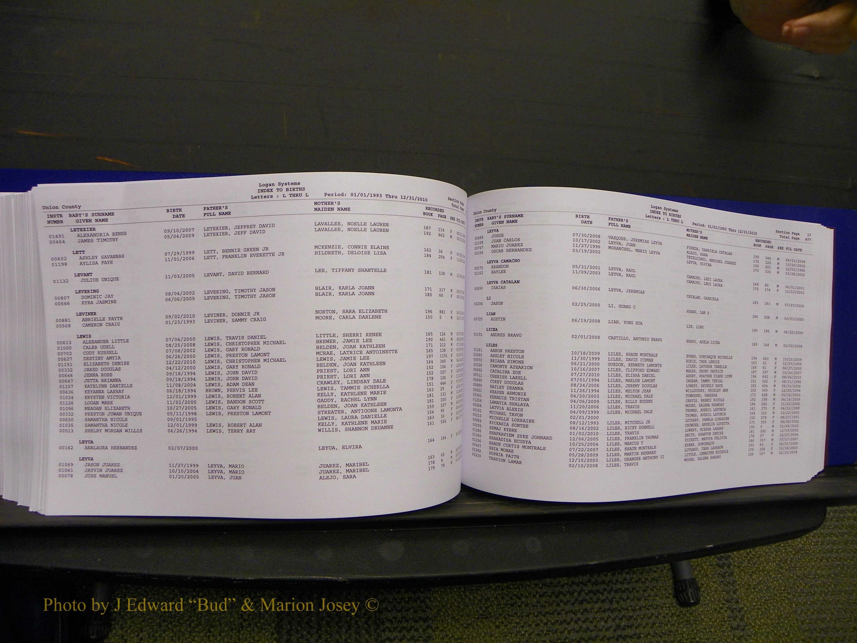 Union Co, NC Births, A-Z, 1993-2010 (272).JPG