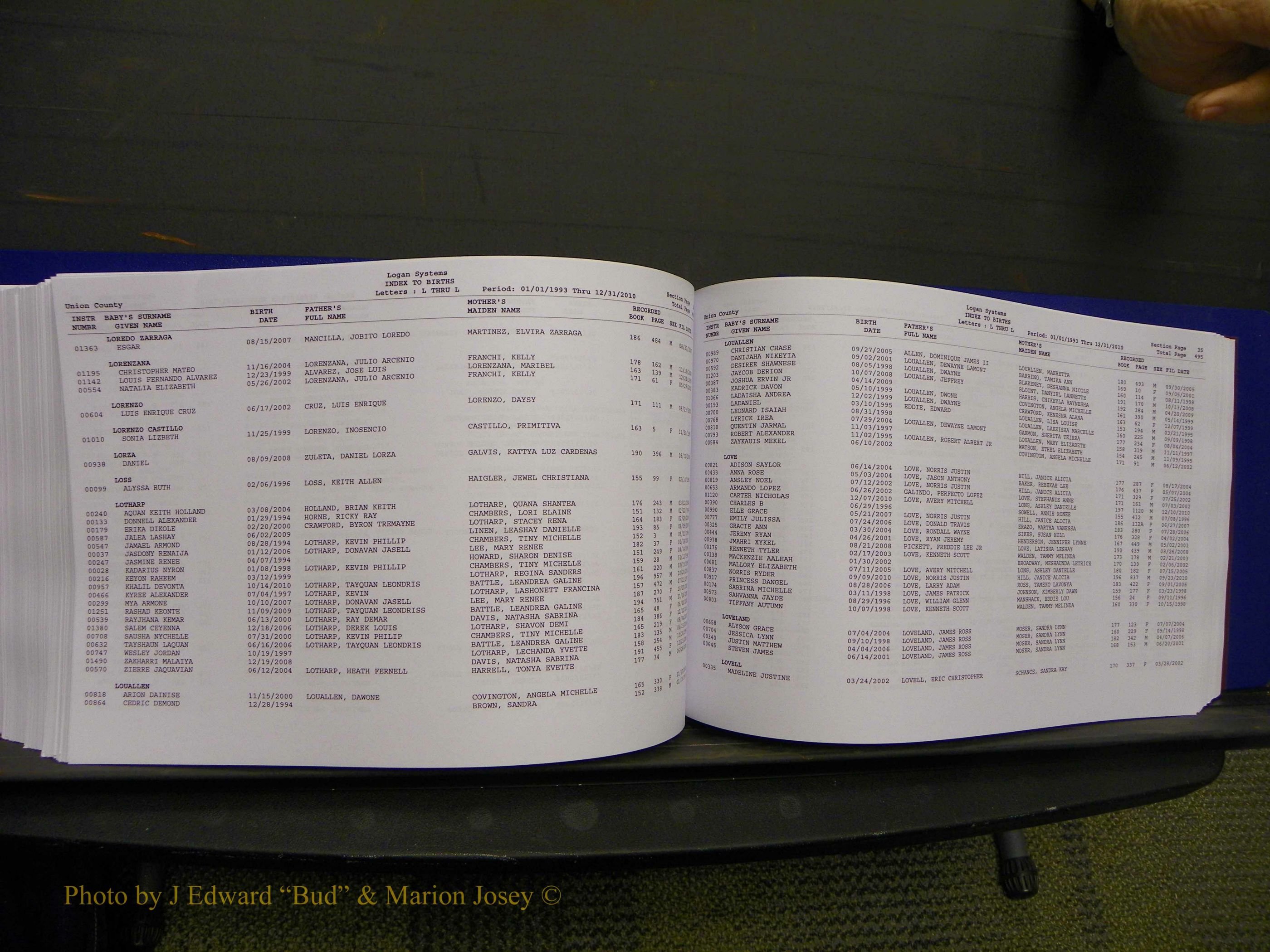 Union Co, NC Births, A-Z, 1993-2010 (280).JPG