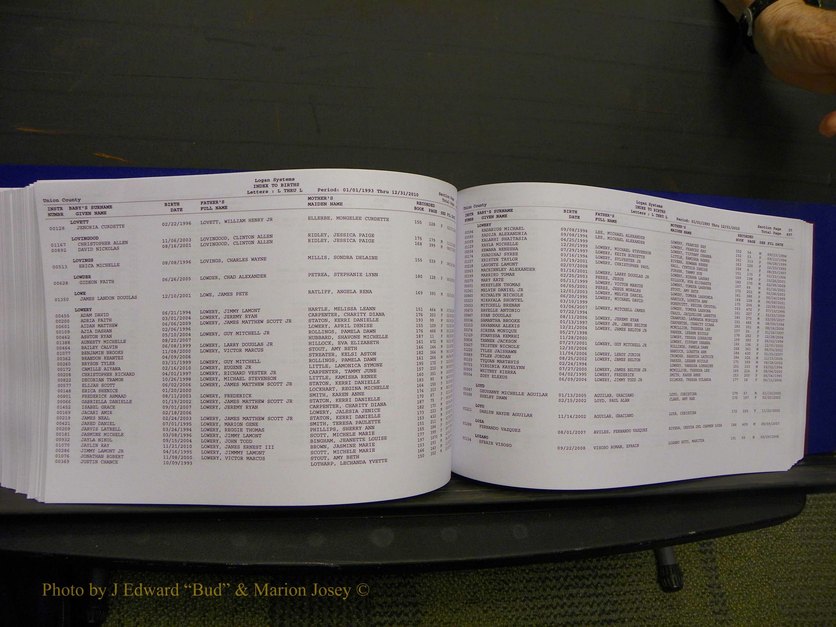 Union Co, NC Births, A-Z, 1993-2010 (282).JPG
