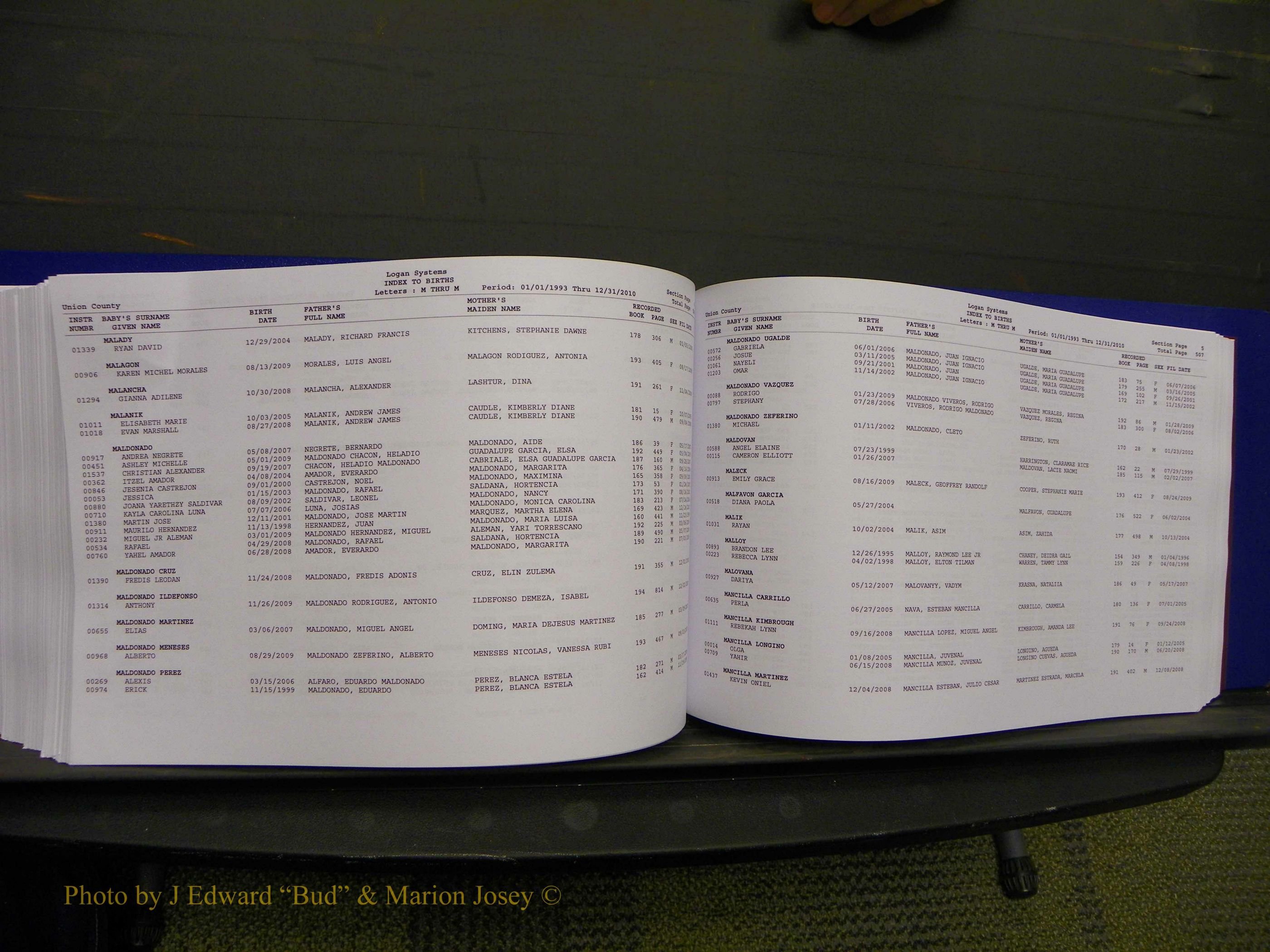 Union Co, NC Births, A-Z, 1993-2010 (286).JPG