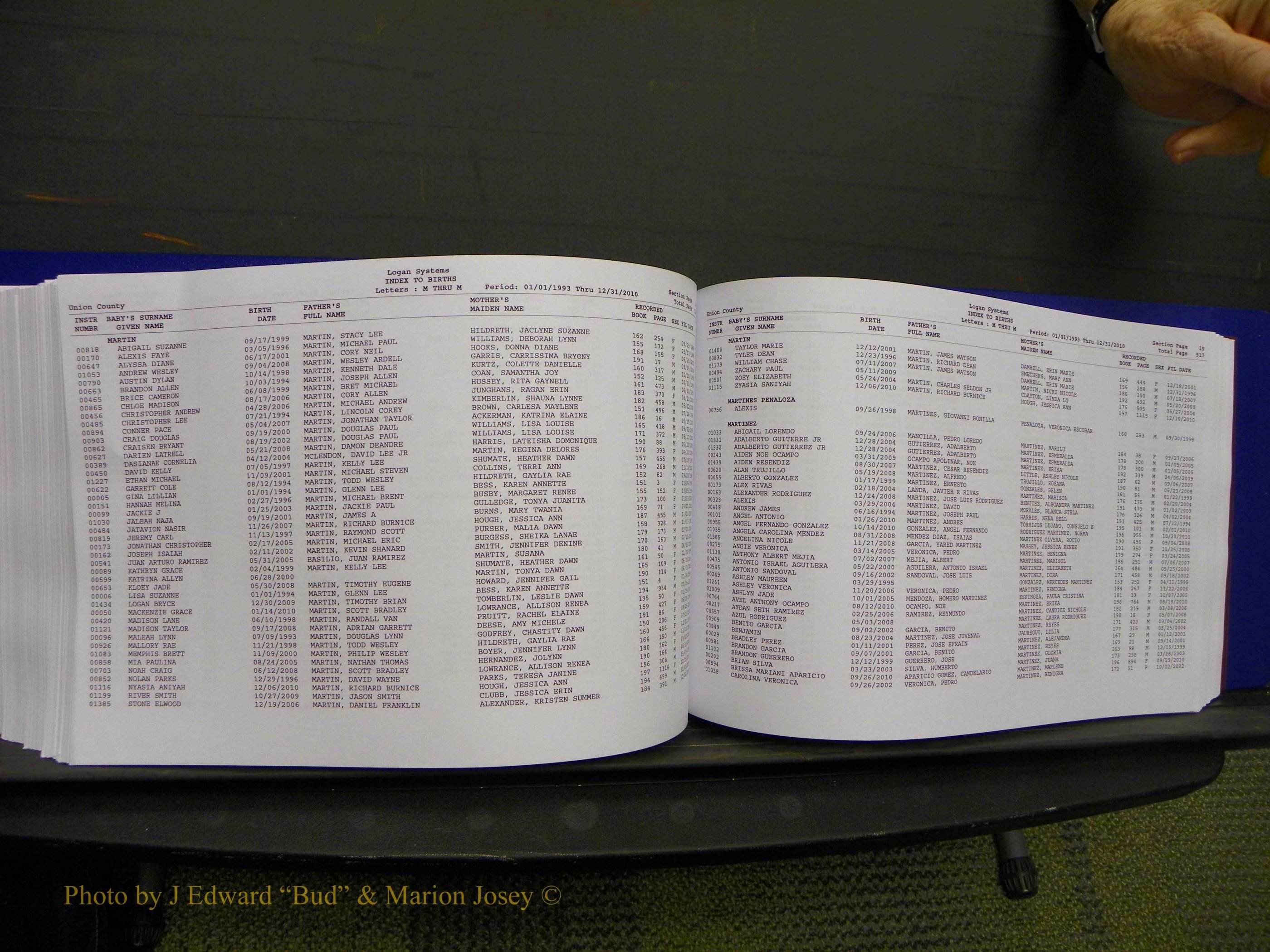 Union Co, NC Births, A-Z, 1993-2010 (291).JPG