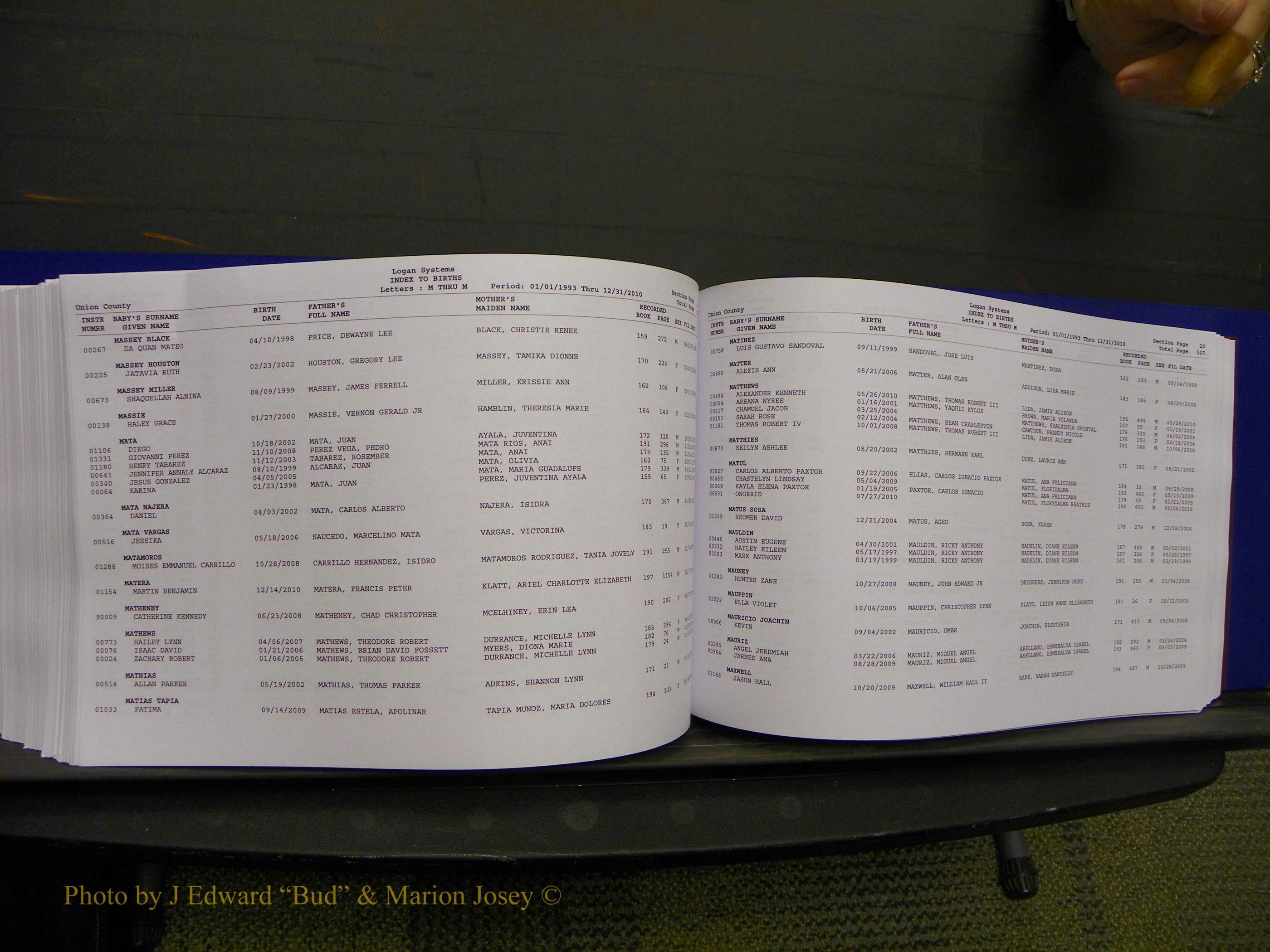 Union Co, NC Births, A-Z, 1993-2010 (297).JPG