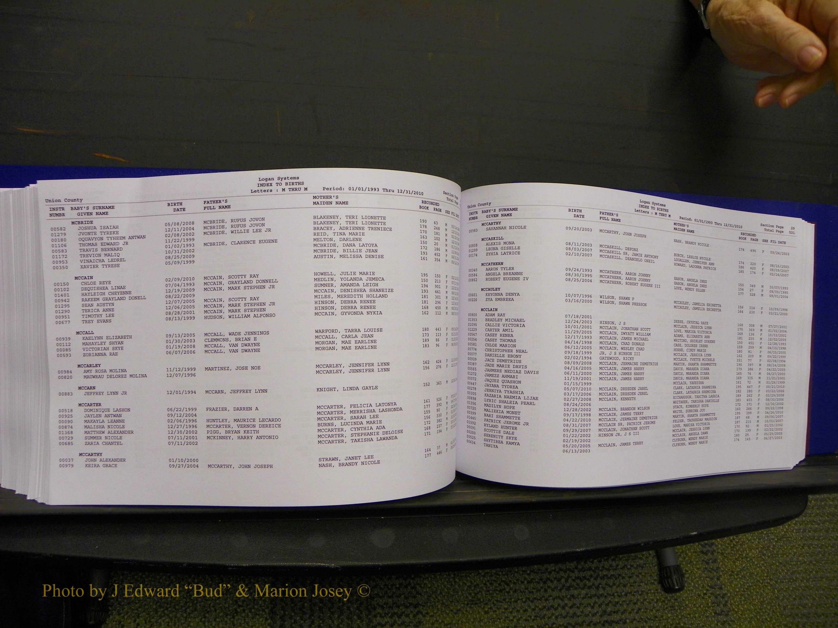 Union Co, NC Births, A-Z, 1993-2010 (298).JPG