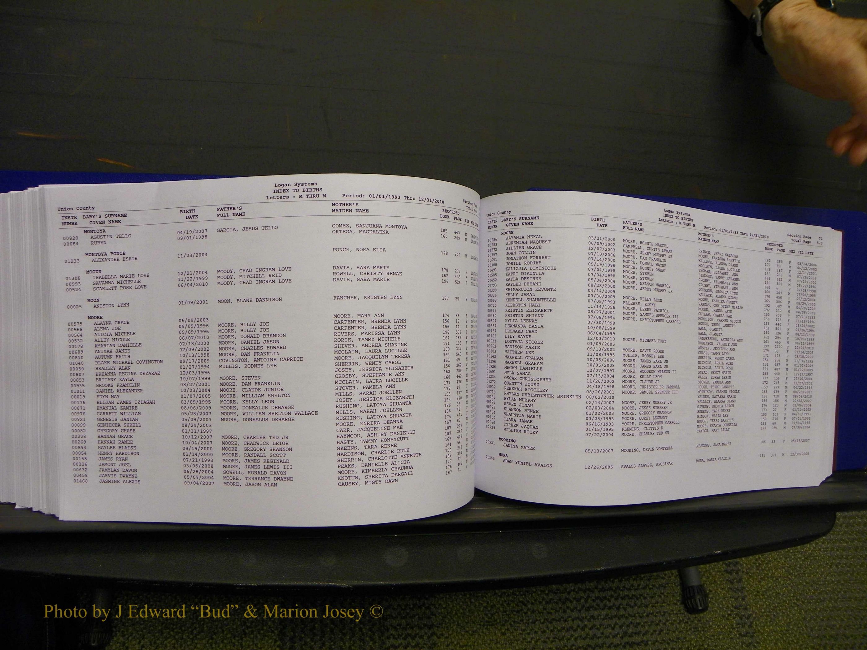 Union Co, NC Births, A-Z, 1993-2010 (318).JPG