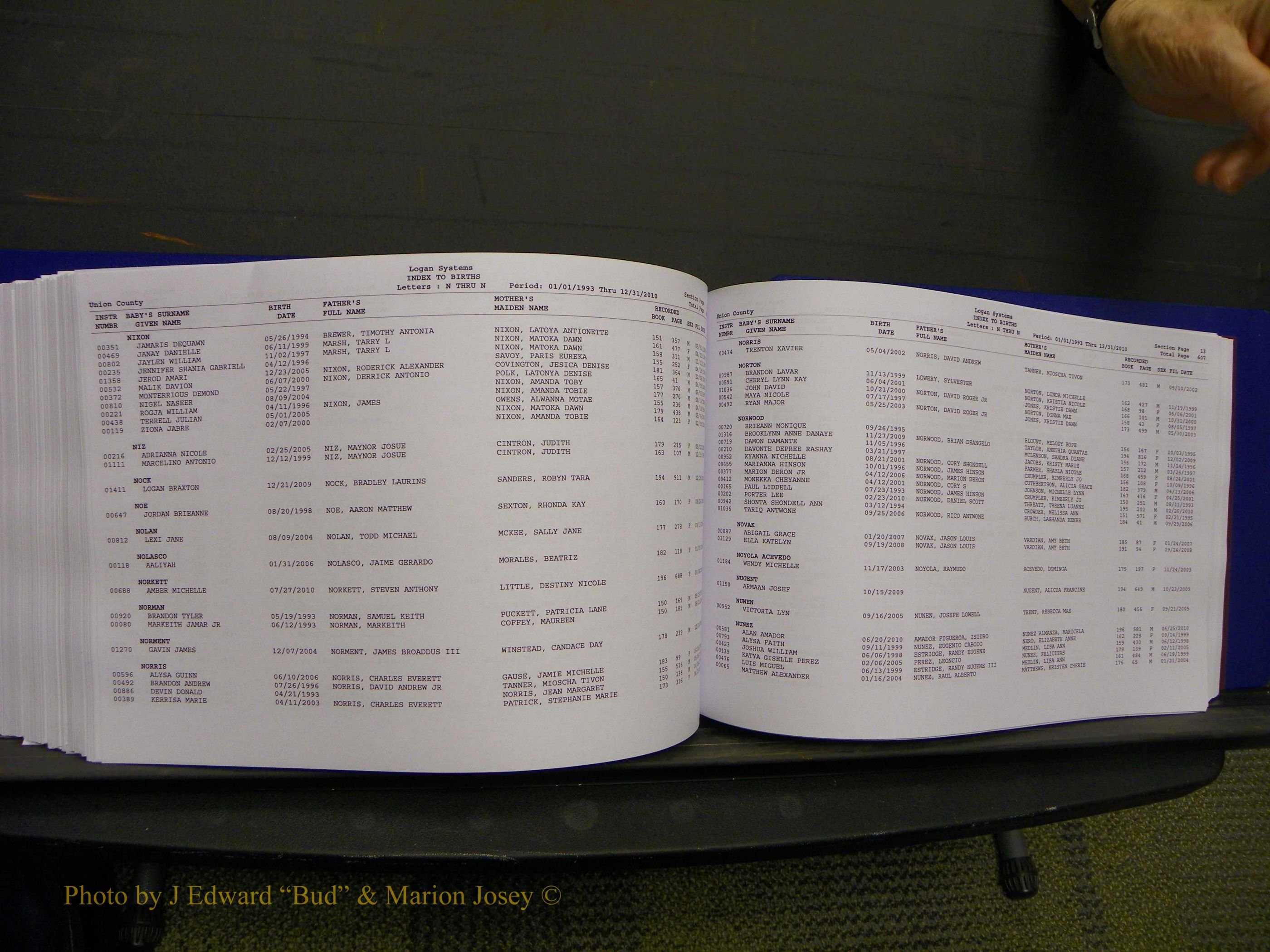 Union Co, NC Births, A-Z, 1993-2010 (336).JPG