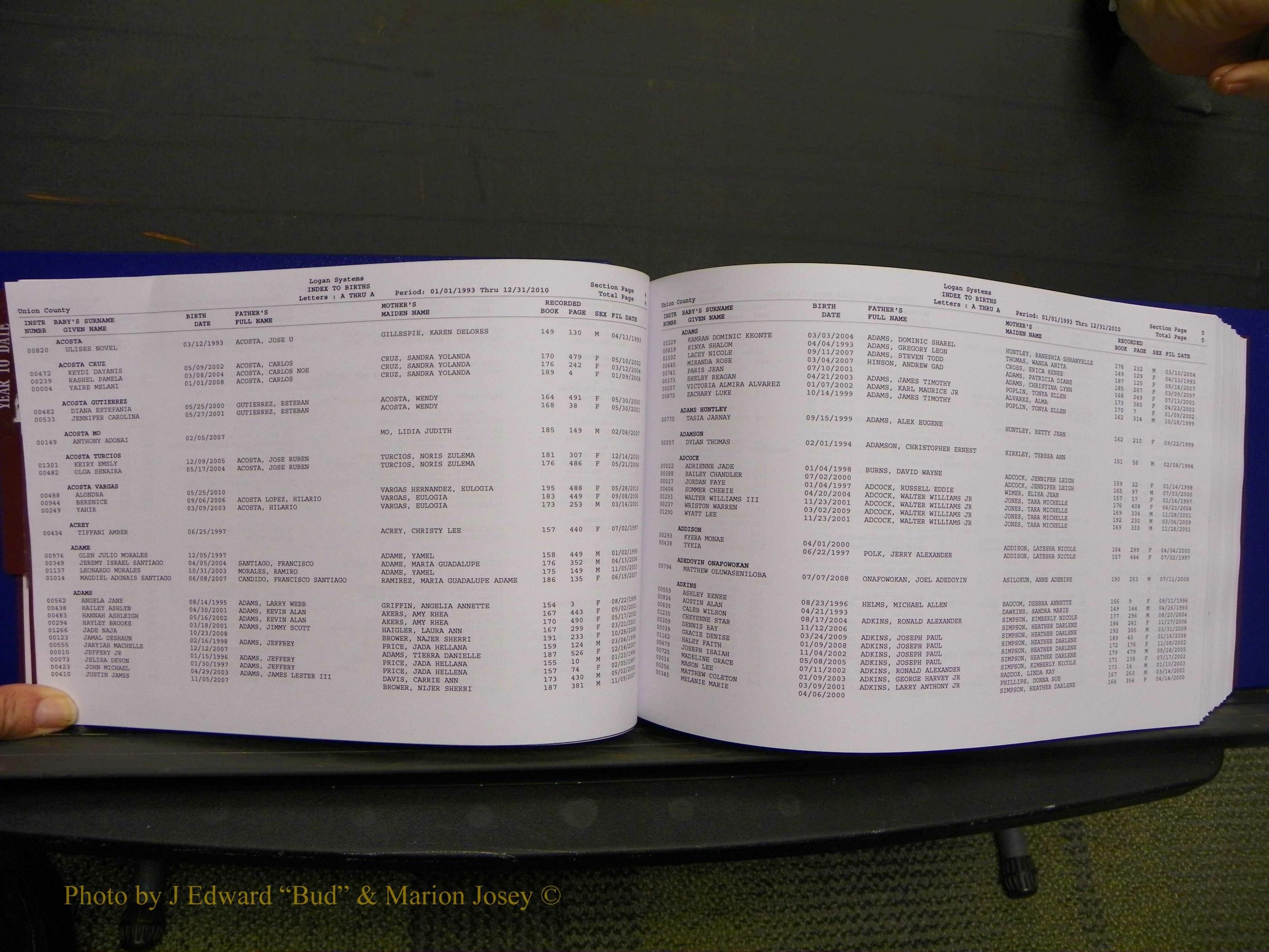 Union Co, NC Births, A-Z, 1993-2010 (34).JPG