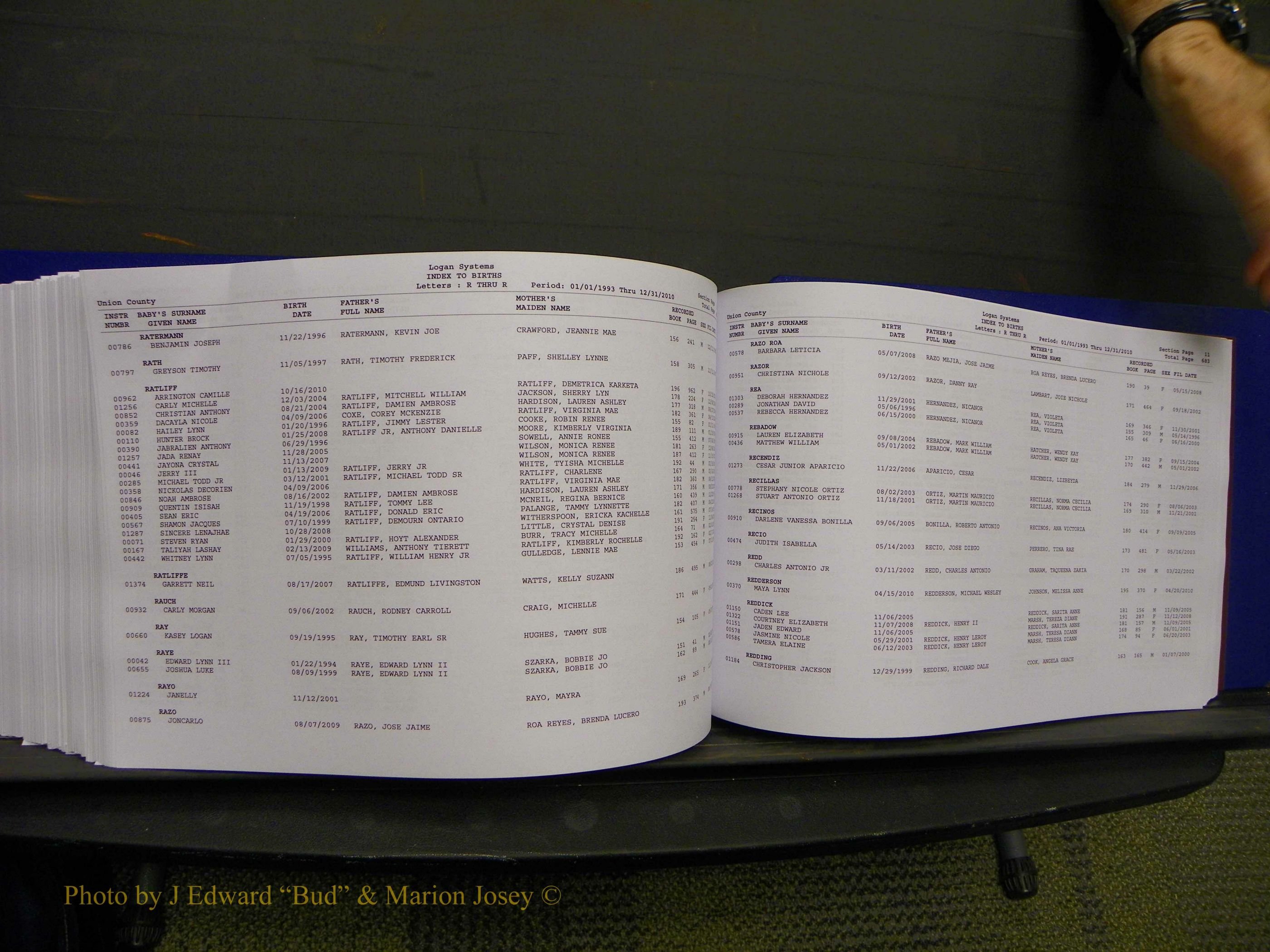 Union Co, NC Births, A-Z, 1993-2010 (374).JPG