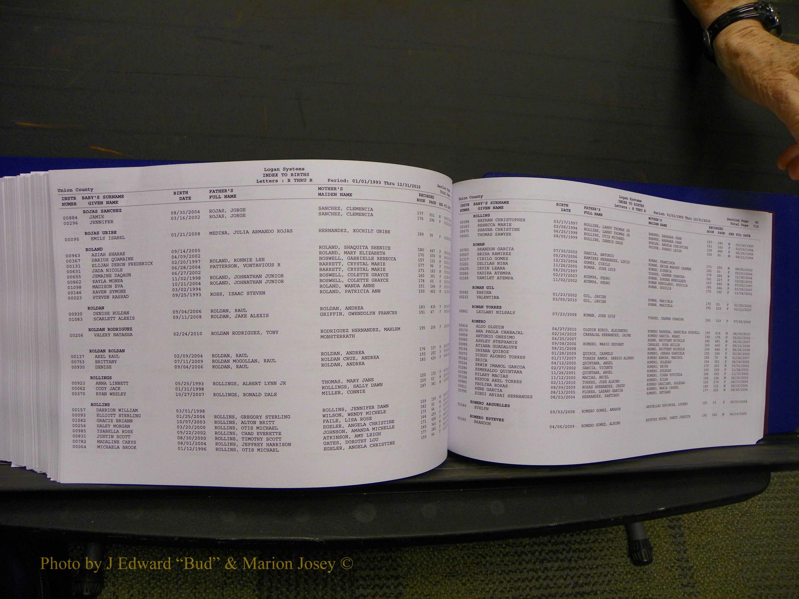 Union Co, NC Births, A-Z, 1993-2010 (390).JPG