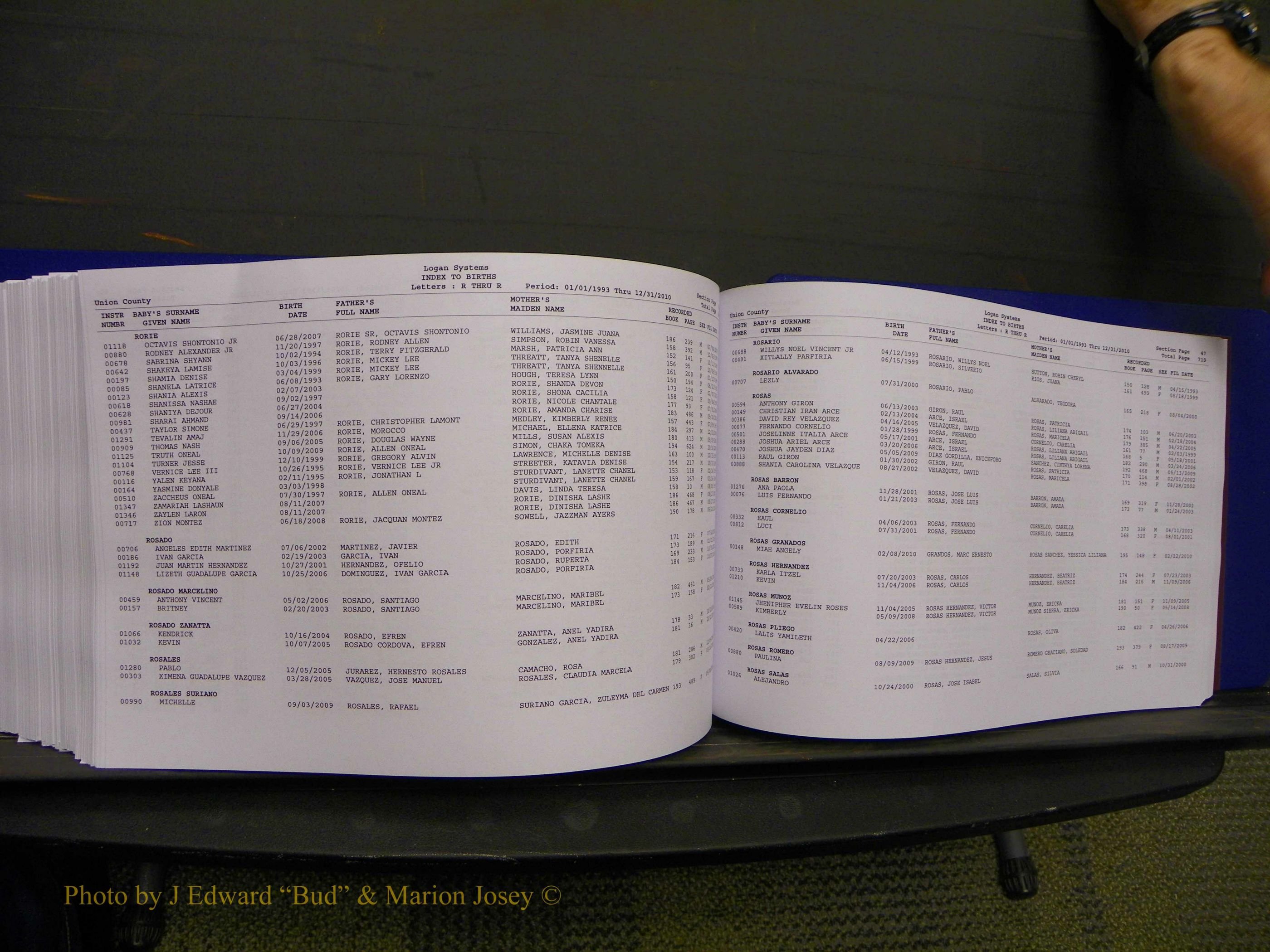 Union Co, NC Births, A-Z, 1993-2010 (392).JPG