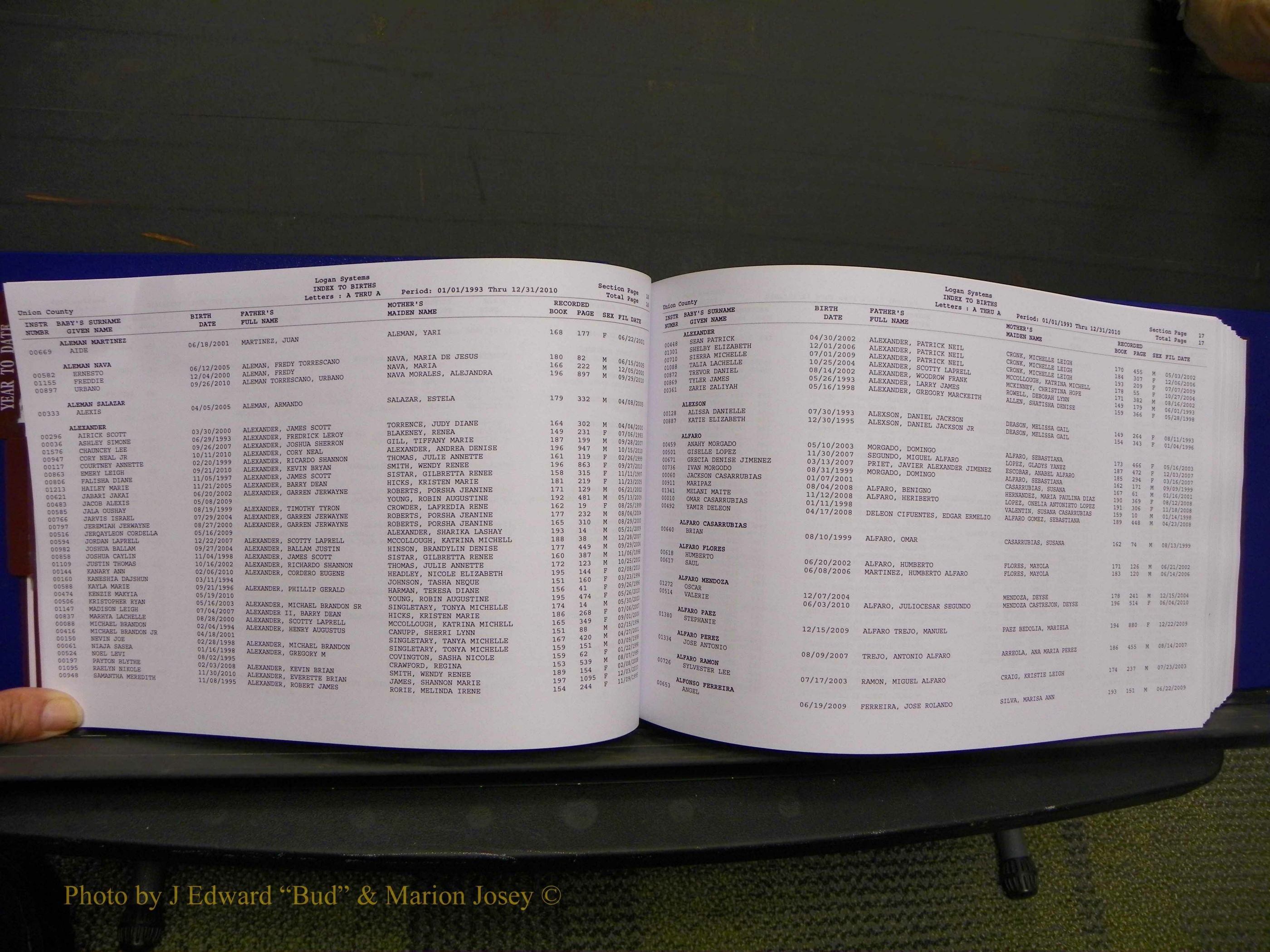 Union Co, NC Births, A-Z, 1993-2010 (40).JPG